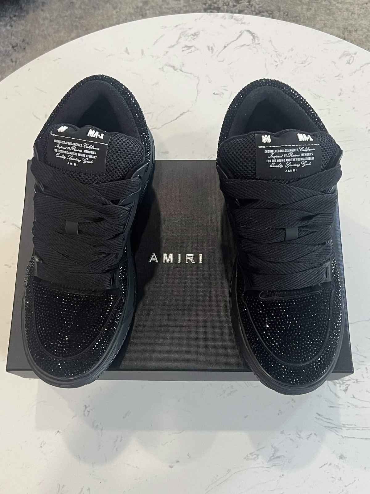 AMIRI MA-1 Black Crystal Rhinestone Sneakers Men\'s Size 11 Luxury Designer Shoes AMIRI MA-1 Black Crystal Rhinestone Sneakers Men\'s Size 11 Luxury Designer Shoes