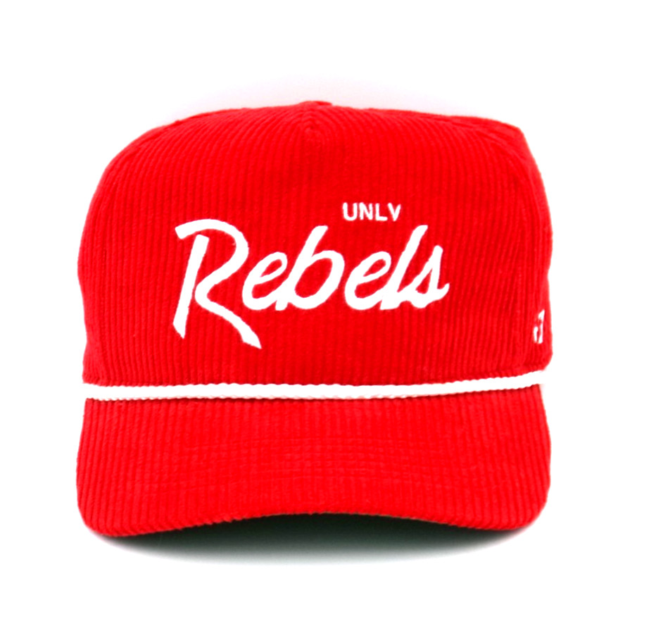 \'47 Brand UNLV Rebels Red Corduroy Rope Snapback Hat Green Underbrim OSFA