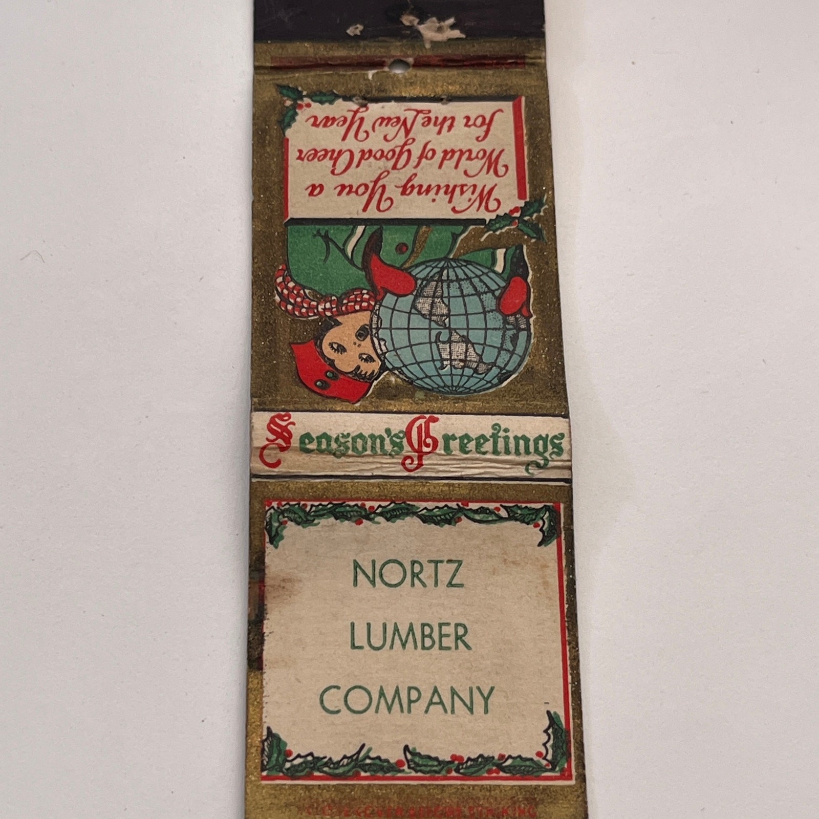Nortz Lumber Company Christmas Vintage Matchbook Cover MM3-1 Nortz Lumber Company Christmas Vintage Matchbook Cover MM3-1