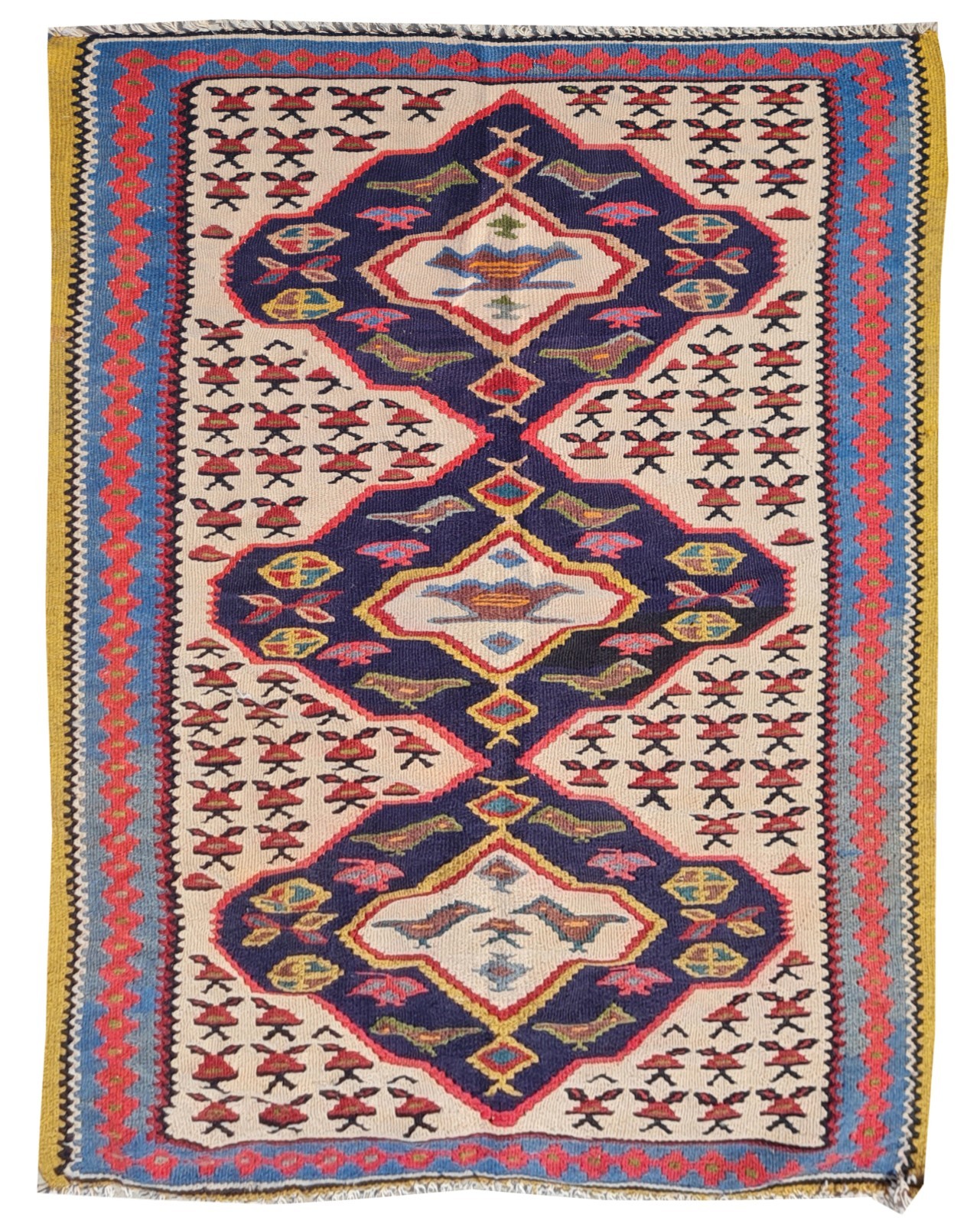 Amazing Hand Knotted Vintage Ceena Kilim kilm Wool Area Rug 5.1 x 3.1 Ft