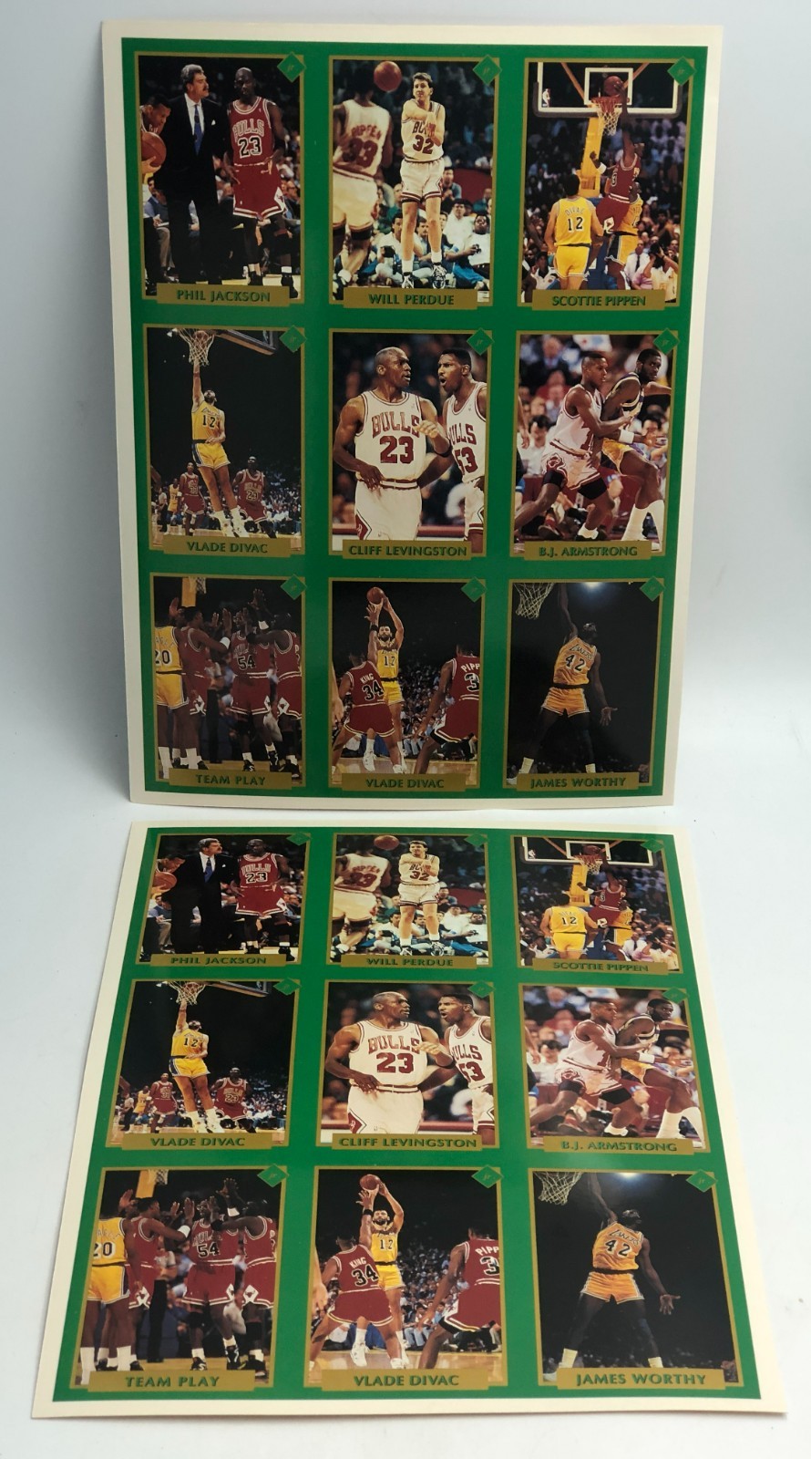 (2)x Chicago Bulls vs LA Lakers 1991 NBA Finals Tuff Stuff Jr Uncut Card Sheets