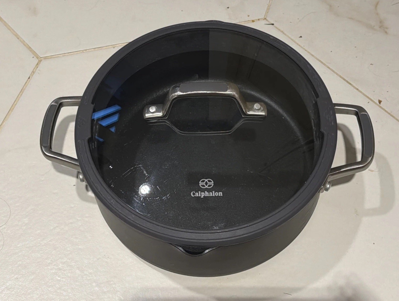 Calphalon 5 Qt Nonstick Aluminum Stockpot Double Handle Black 8785 Calphalon 5 Qt Nonstick Aluminum Stockpot Double Handle Black 8785