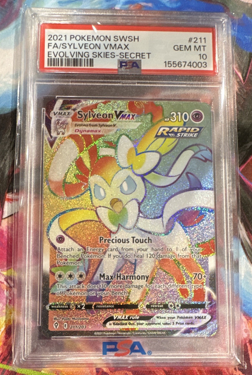 Pokémon TCG Sylveon VMAX 211/203 Evolving Skies Secret Rare Full Art Holo PSA 10 Pokémon TCG Sylveon VMAX 211/203 Evolving Skies Secret Rare Full Art Holo PSA 10