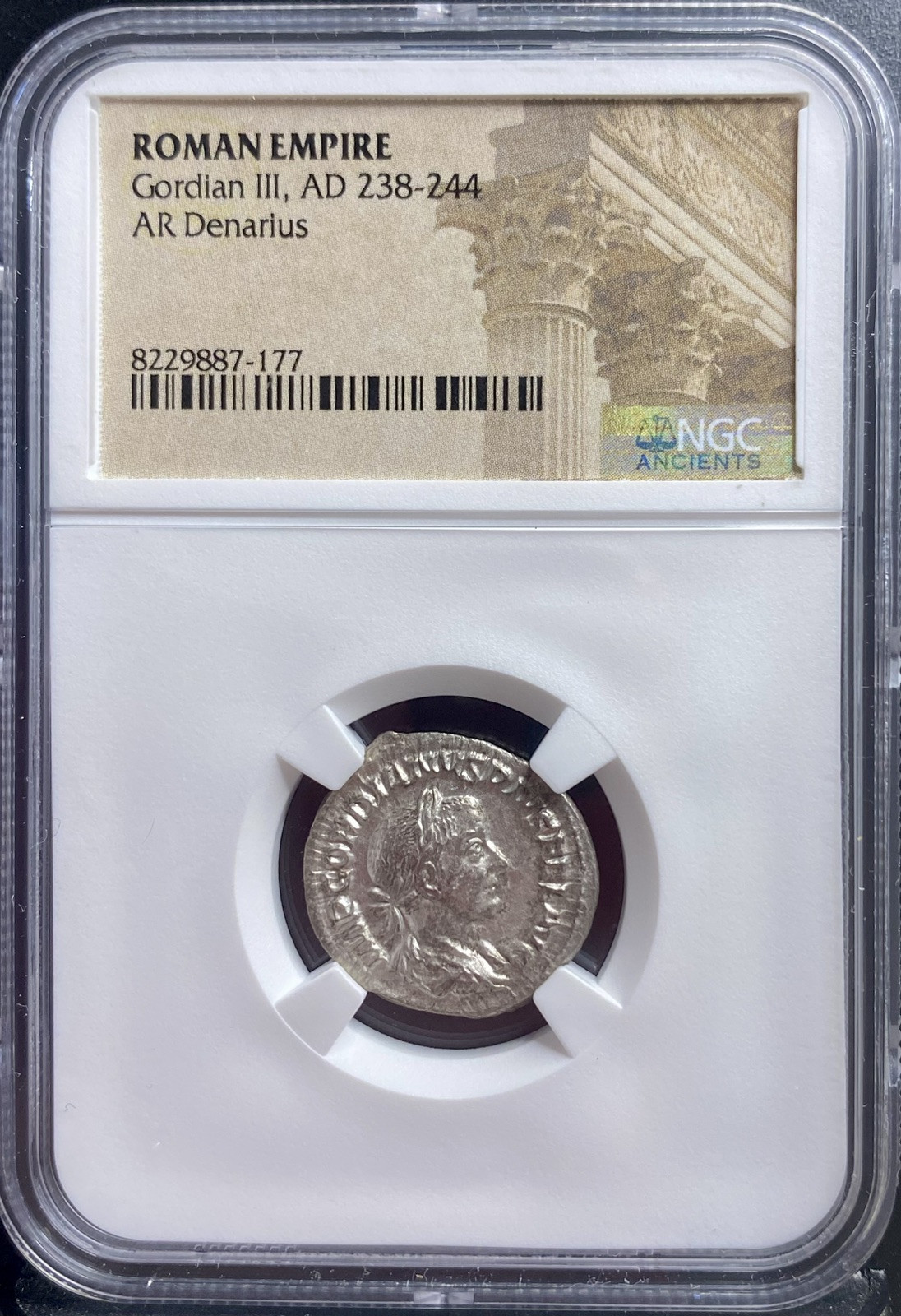 Beautiful Silver NGC Certified Ancient Roman Coin Emperor Gordian III 238-244AD