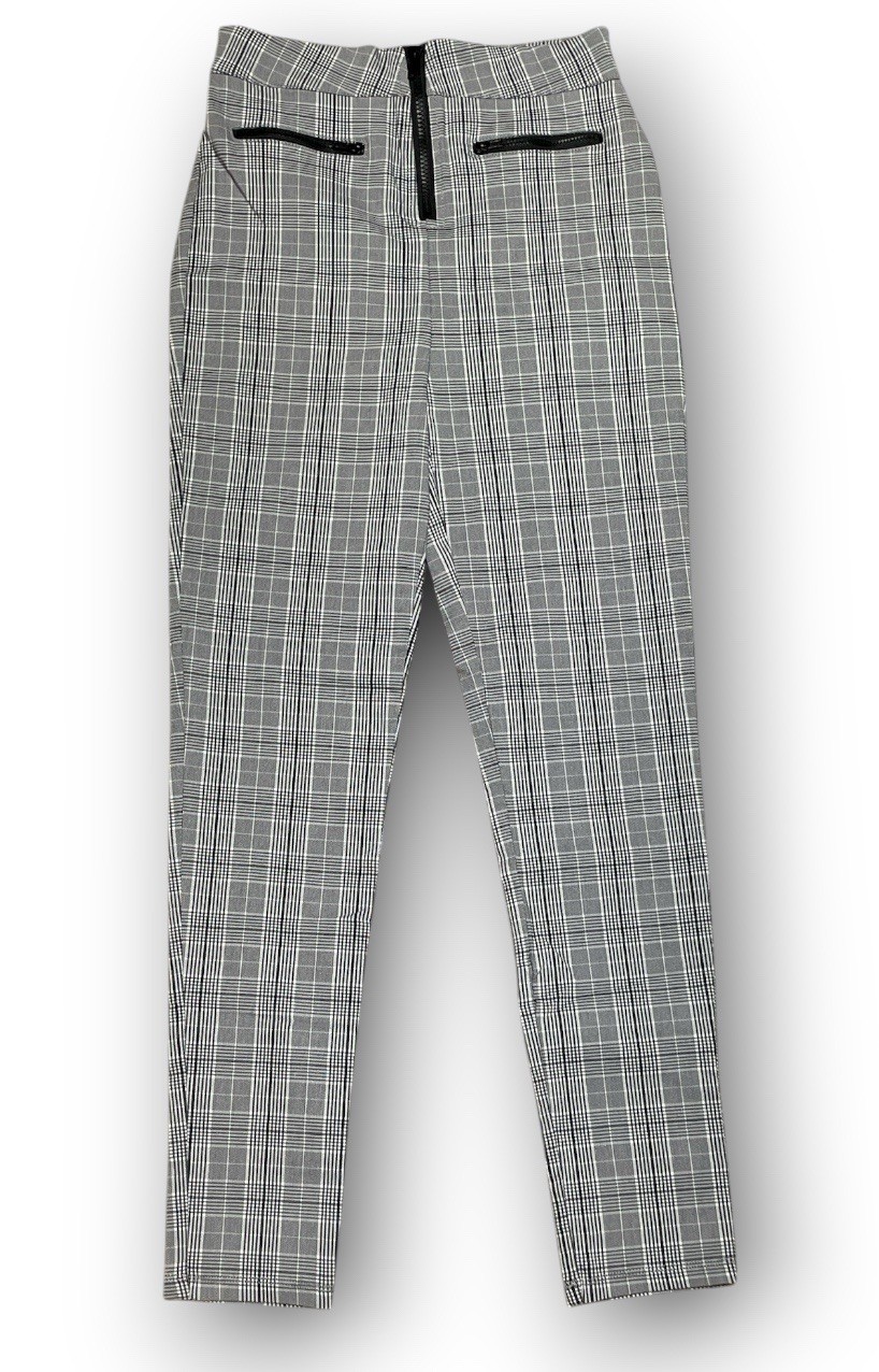 Chocolate USA Women Gray Plaid Slacks Straight Size S Pants 25”x26” New Chocolate USA Women Gray Plaid Slacks Straight Size S Pants 25”x26” New