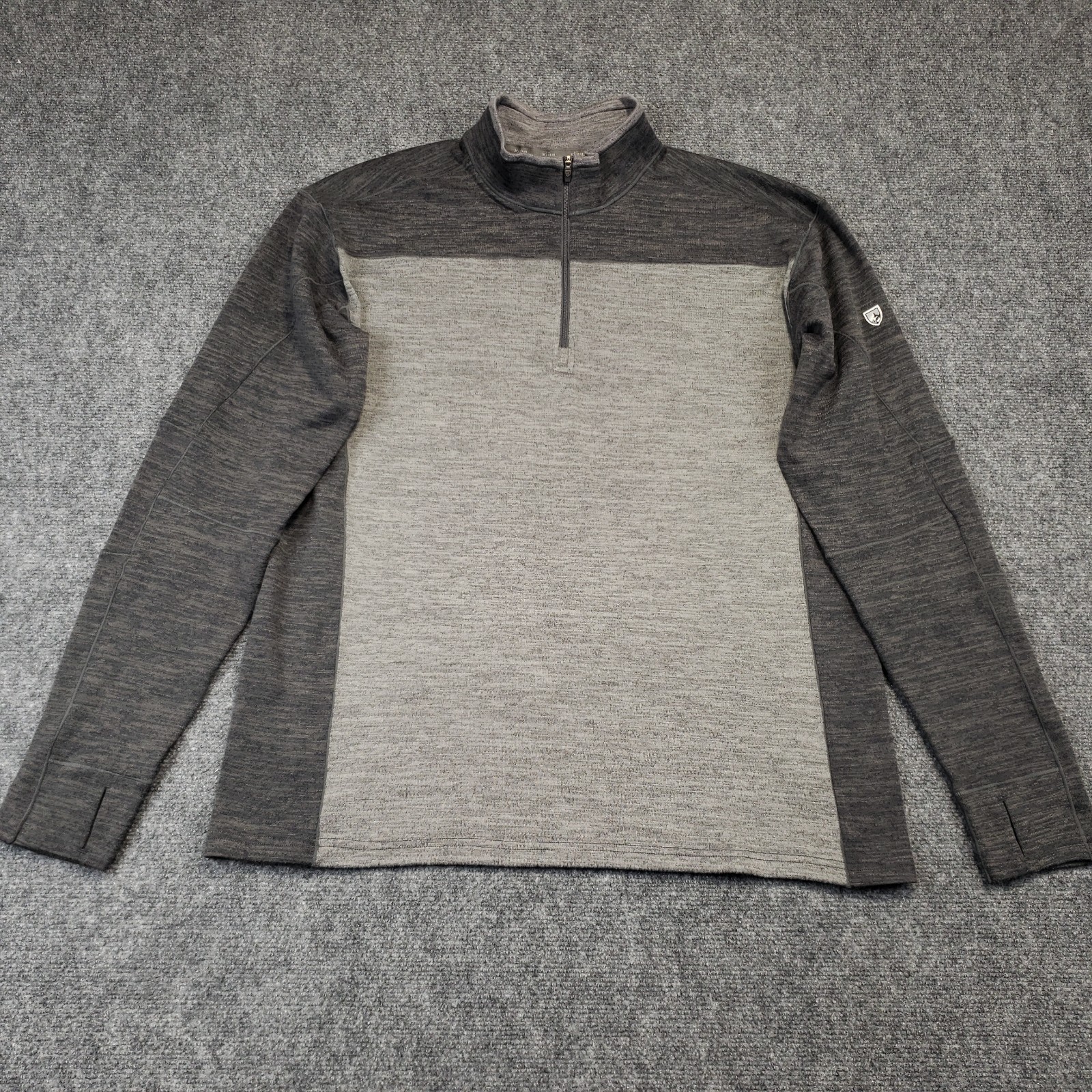 Kuhl Ryzer 1/4 Zip Pullover Mens Size XXL Gray Long Sleeve Logo Stretch UPF 50 Kuhl Ryzer 1/4 Zip Pullover Mens Size XXL Gray Long Sleeve Logo Stretch UPF 50