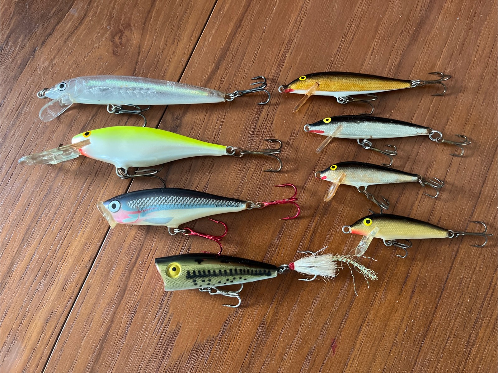8 Vintage RAPALA Deep Runner SHAD RAP SR-8 SKITTER POP Balsa Lures REBEL Pop-R 8 Vintage RAPALA Deep Runner SHAD RAP SR-8 SKITTER POP Balsa Lures REBEL Pop-R