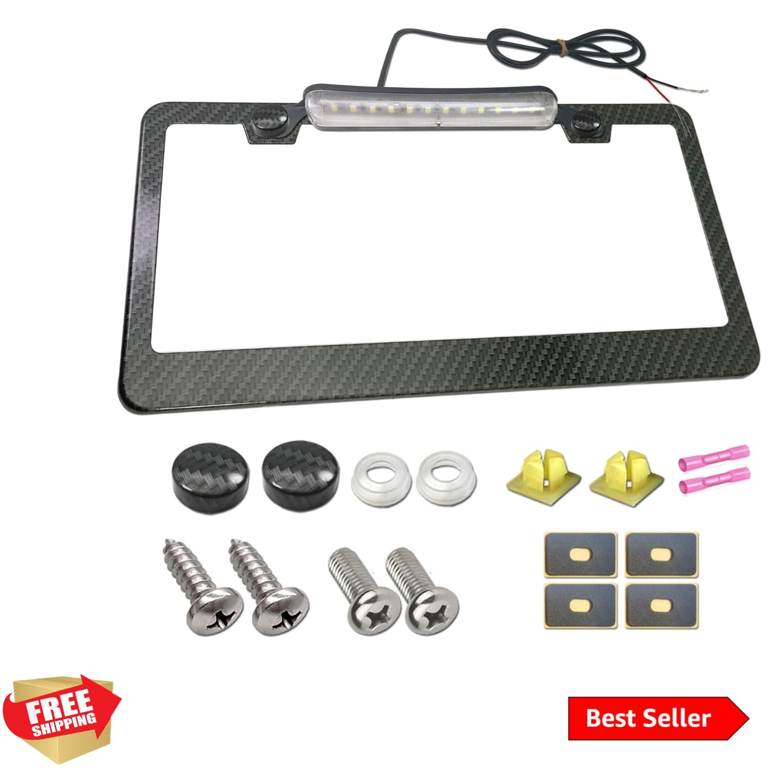 Elegant Rust-Resistant License Plate Holder with Illumination - 12V Waterproof