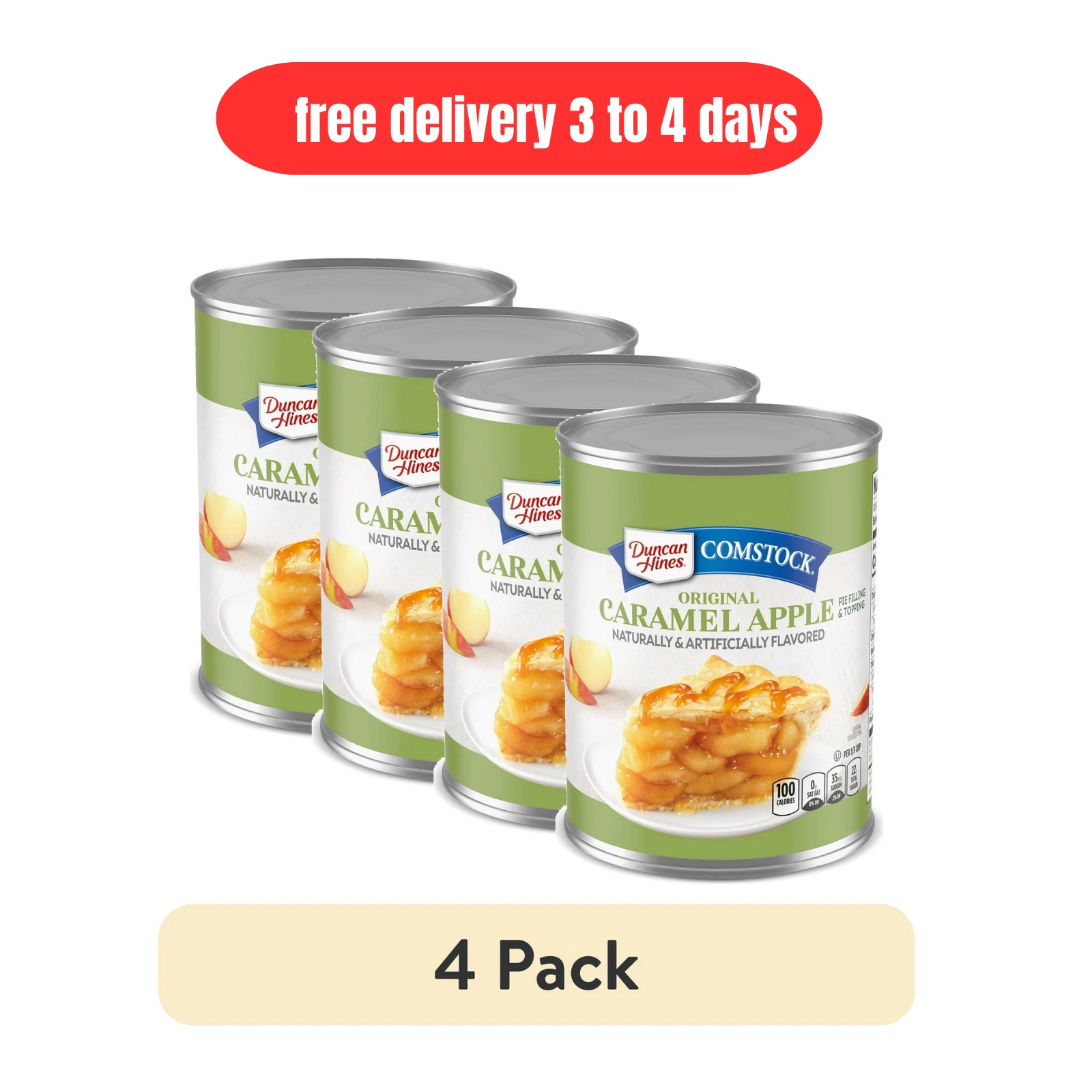 (4 Pack) Duncan Hines Comstock Caramel Apple Pie Filling - 21 oz Cans, Topping (4 Pack) Duncan Hines Comstock Caramel Apple Pie Filling - 21 oz Cans, Topping