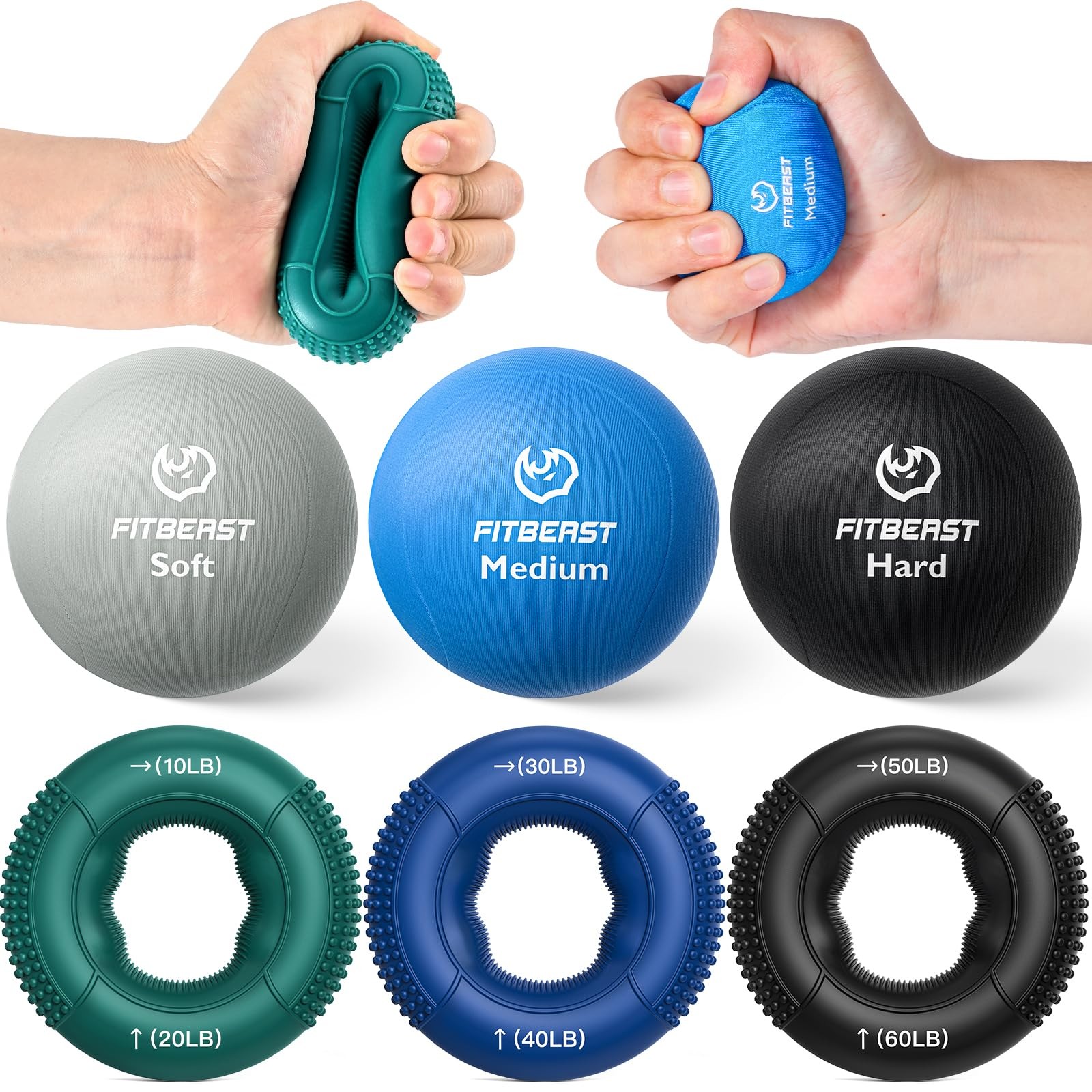 FitBeast 6 Piece Stress Balls Forearm Strengthener Set FitBeast 6 Piece Stress Balls Forearm Strengthener Set