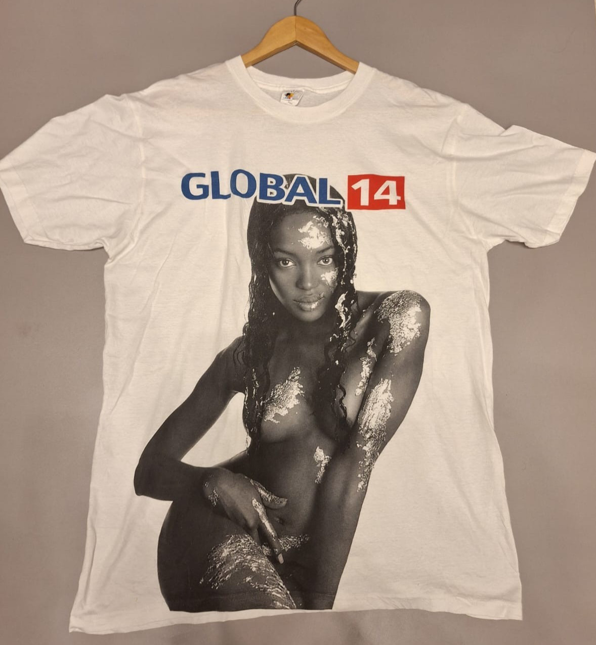 Vintage Naomi Campbell Global 14 T-Shirt XL White Supermodel Y2K Graphic Tee