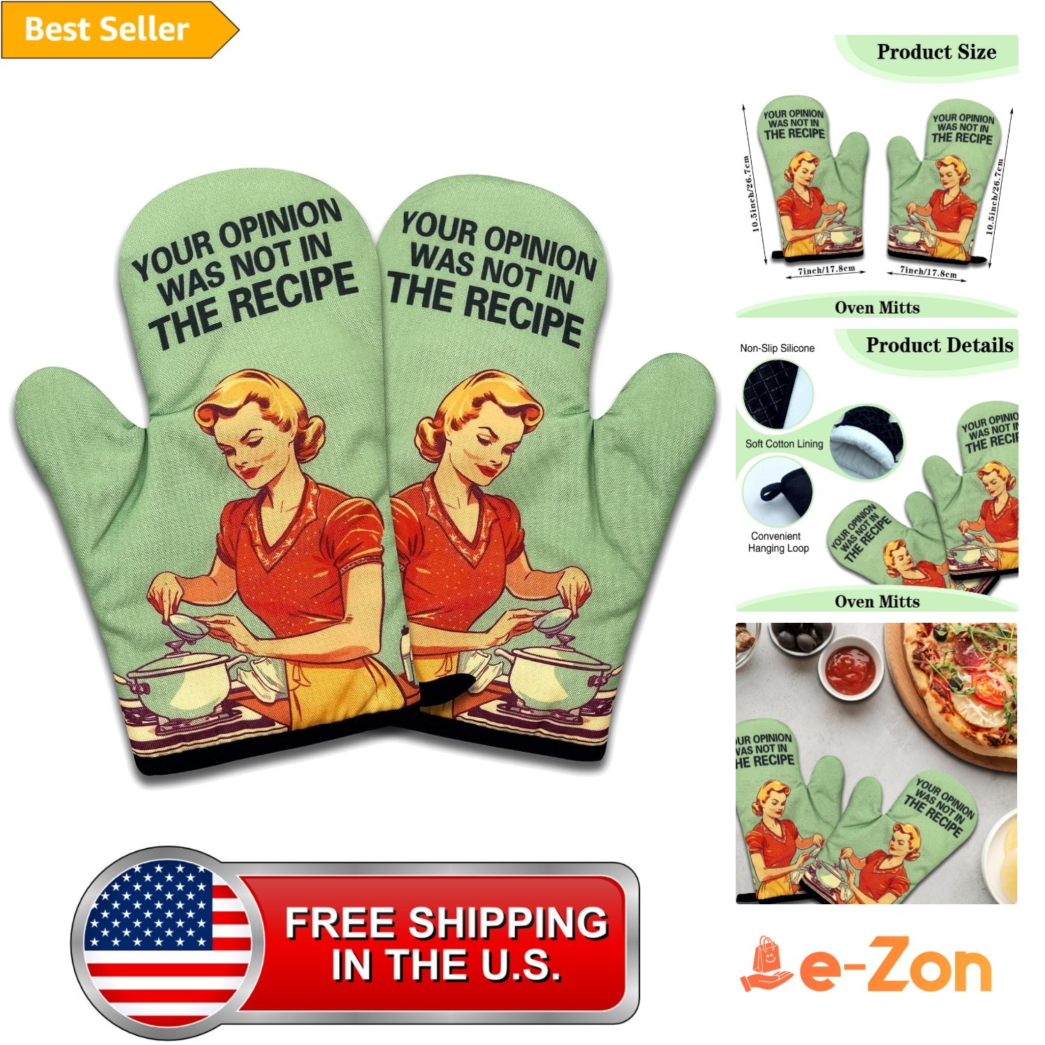 Funny Oven Mitts Kitchen Gift Set Heat Resistant Cooking Mitts for Women