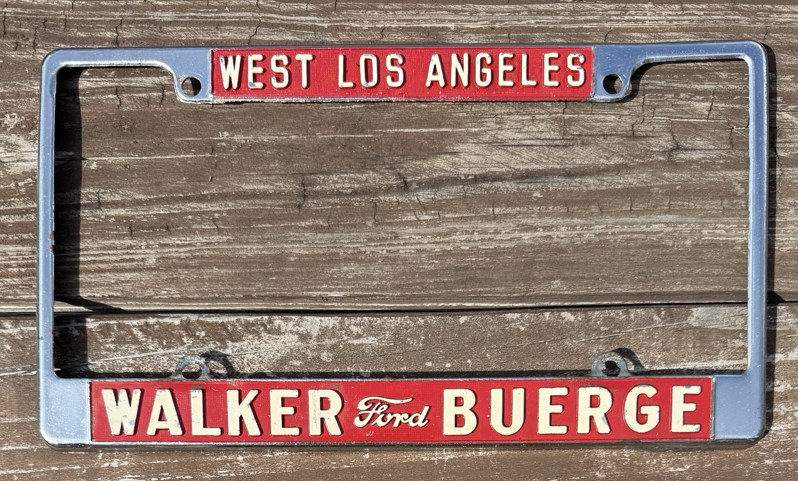 Vintage West Los Angeles LA Walker Ford Buerge Dealership License Plate Frame Vintage West Los Angeles LA Walker Ford Buerge Dealership License Plate Frame