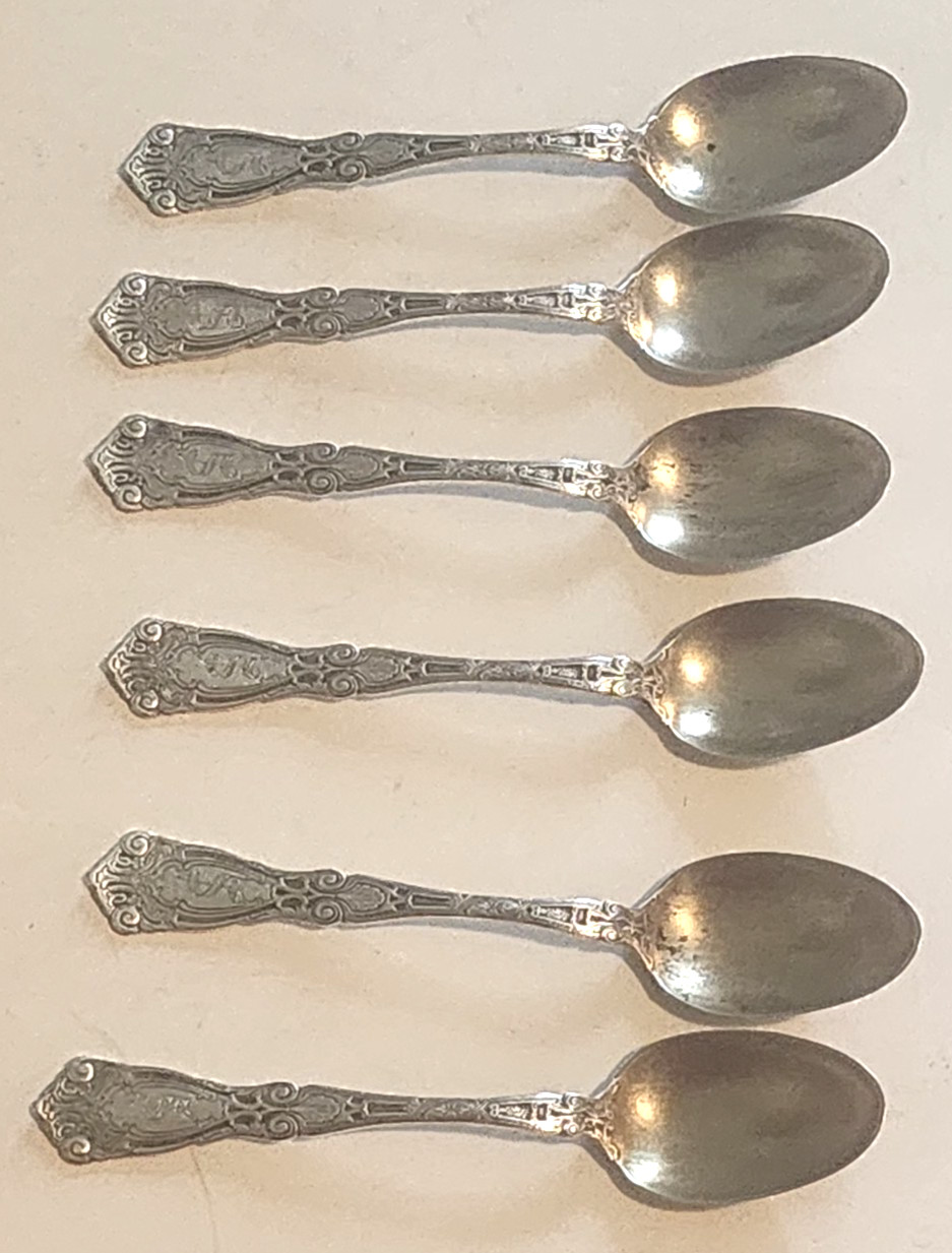 ANTIQUE SET of 6 WALLACE BERAIN STERLING SILVER DEMITASSE SPOONS