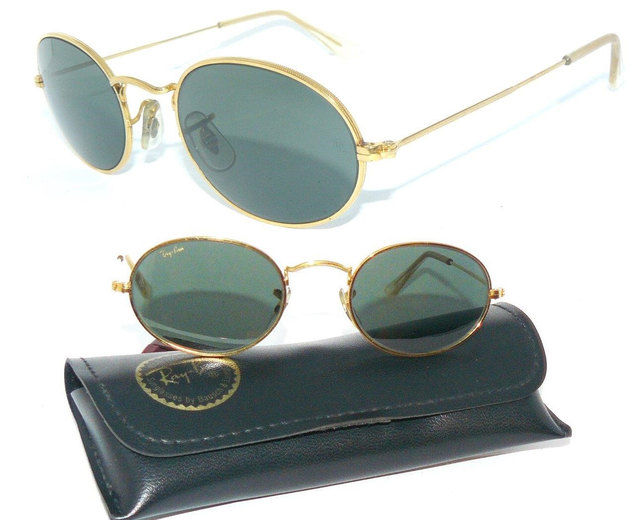 RAY BAN SUNGLASSES BAUSCH & LOMB GOLD GREEN W0976 RB 3547 DECO W2003 OVAL 3447
