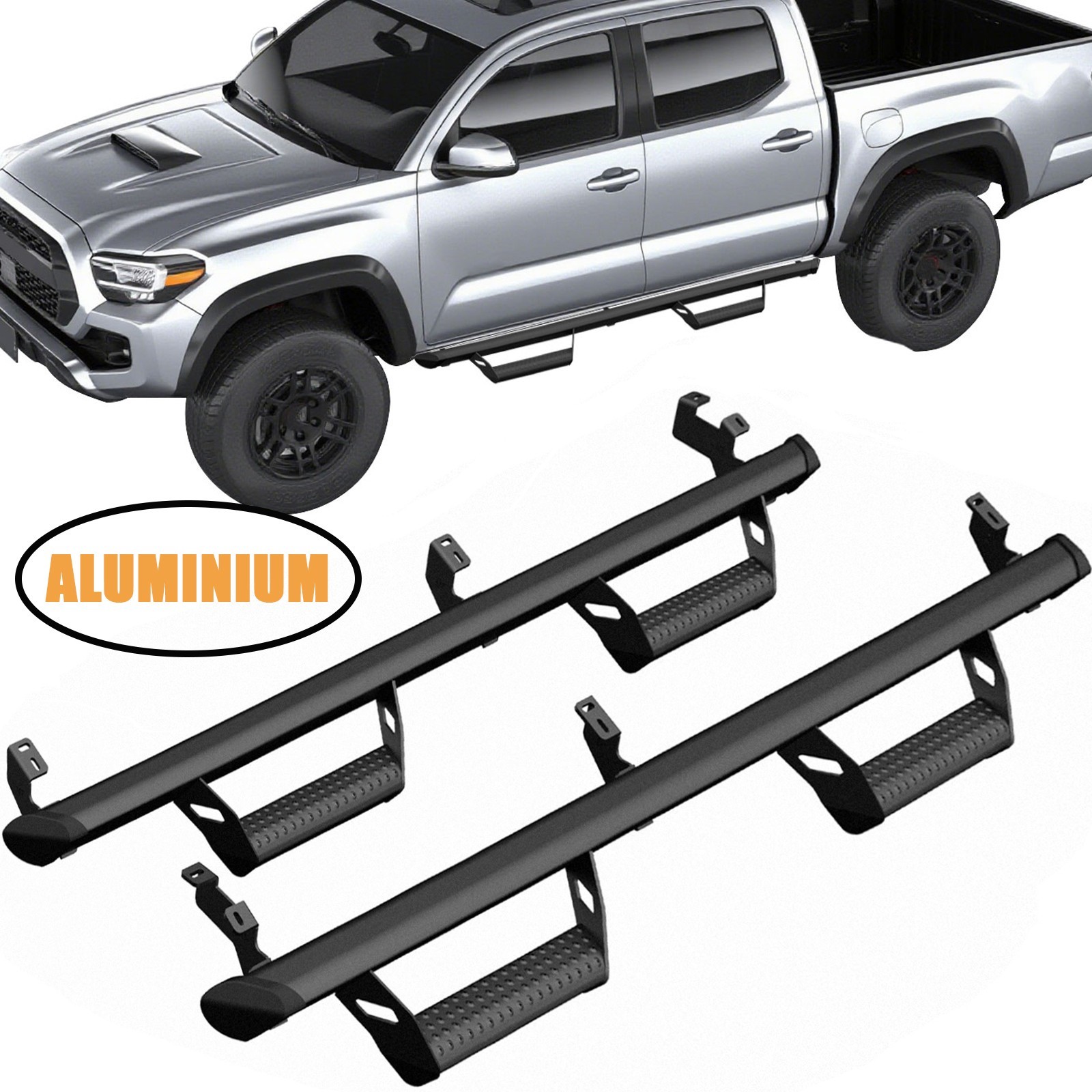 For 2005-2023 Toyota Tacoma Double Cab Drop Running Board Side Step Aluminium