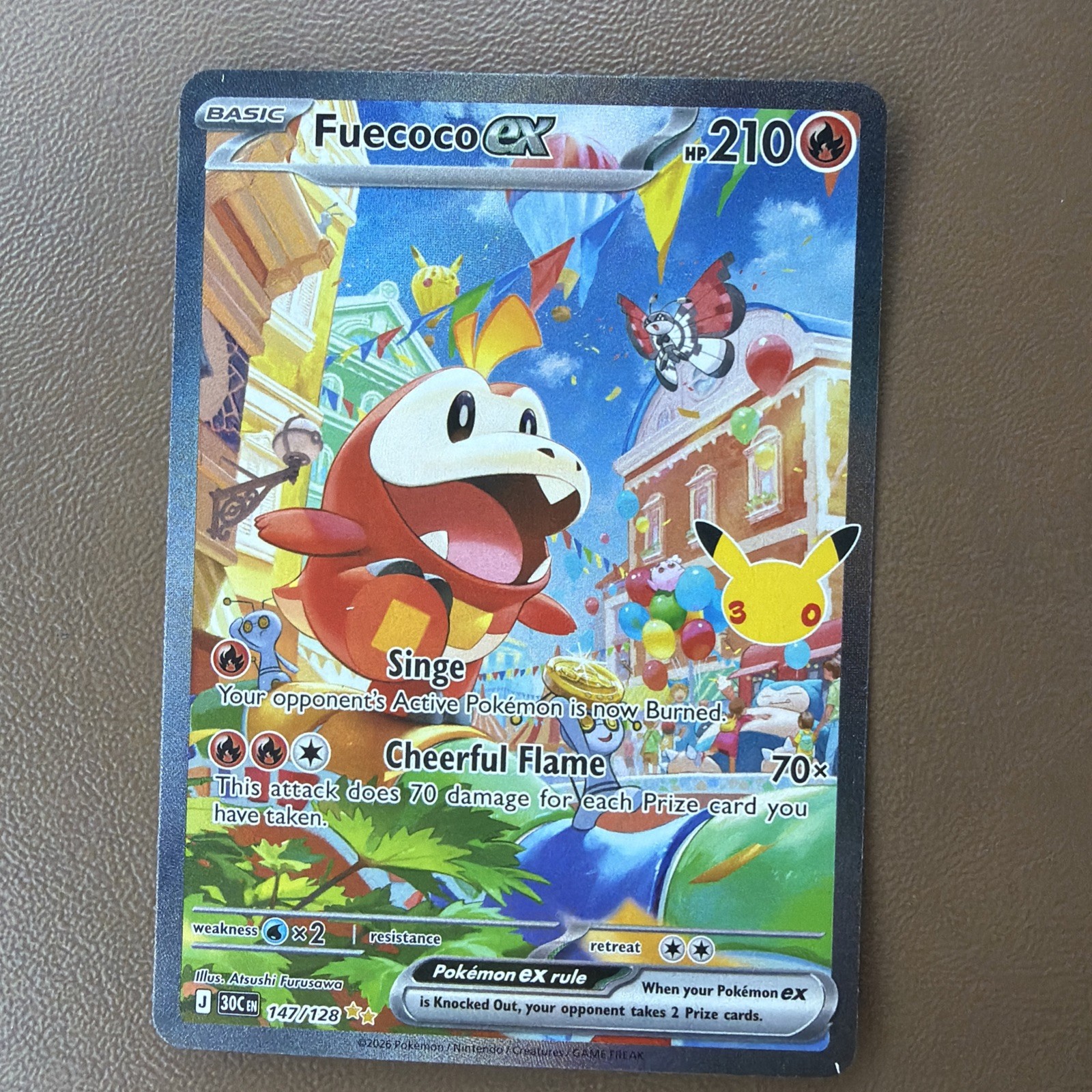Pokemon TCG Fuecoco EX 30th Celebration 147/128 Special Illustration Rare SIR Pokemon TCG Fuecoco EX 30th Celebration 147/128 Special Illustration Rare SIR