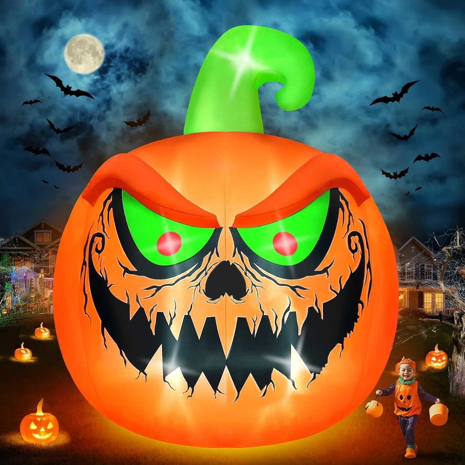 Kalolary 15 FT Giant Halloween Inflatable Pumpkin Outdoor Decorations Blow Up Ya Kalolary 15 FT Giant Halloween Inflatable Pumpkin Outdoor Decorations Blow Up Ya