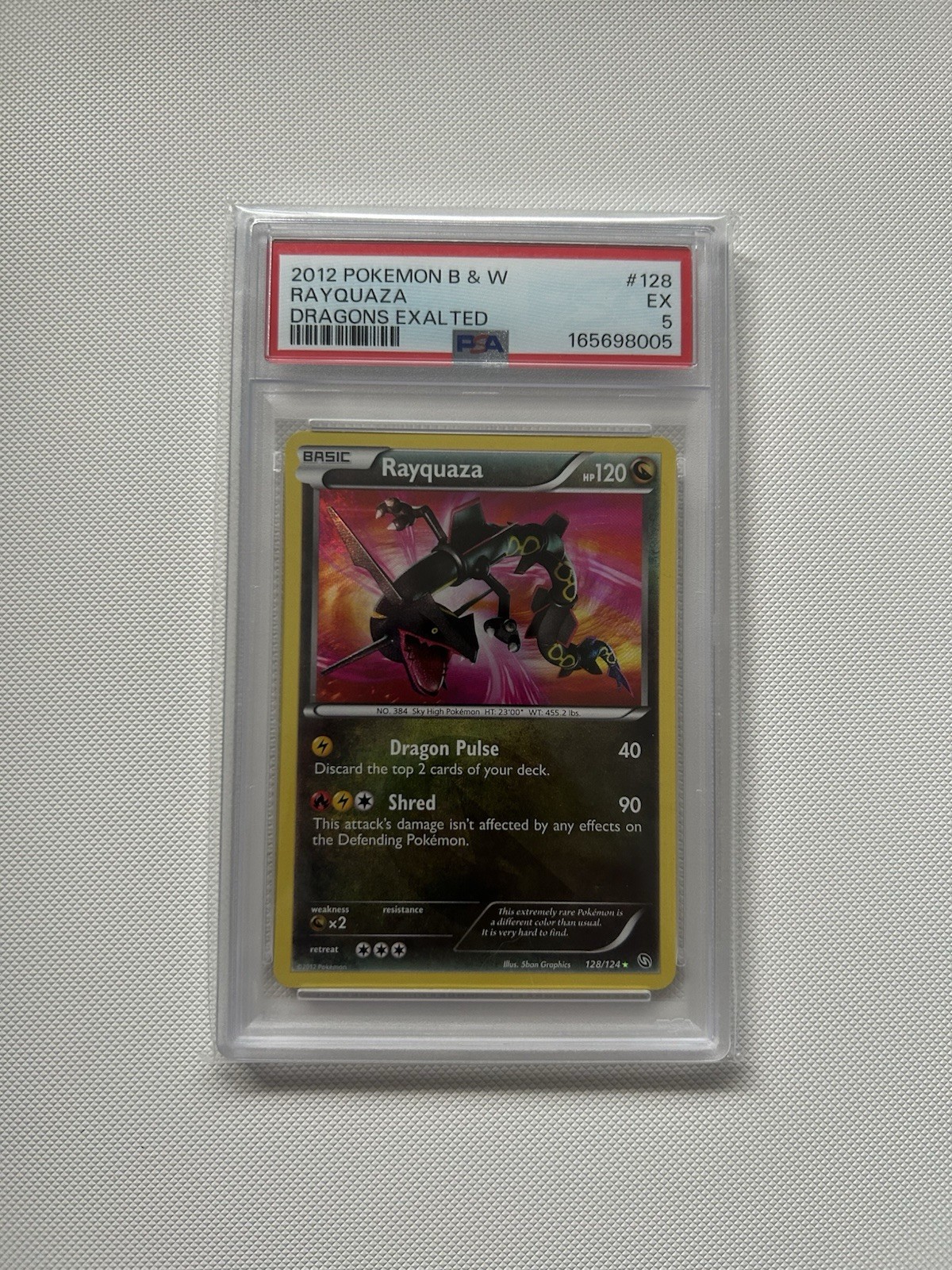 2012 Pokemon Black & White Dragons Exalted Rayquaza #128 PSA 5 NEW CERT