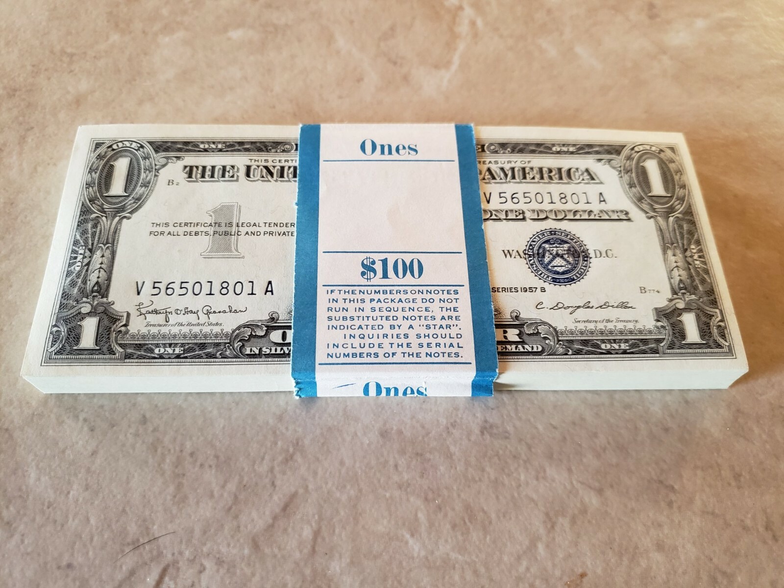 ✯ $1 Silver Certificate Uncirculated From Consecutive Pack Lot Crisp CU UNC ✯