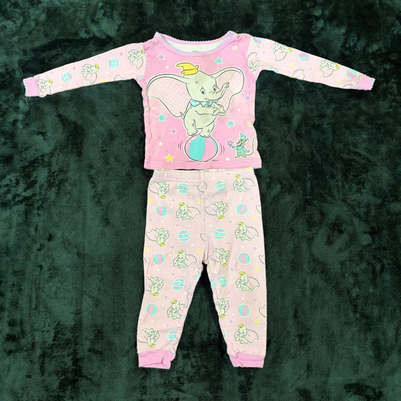 Vtg Disney Baby Dumbo Pink Pajama Set for Infants 18M Vtg Disney Baby Dumbo Pink Pajama Set for Infants 18M