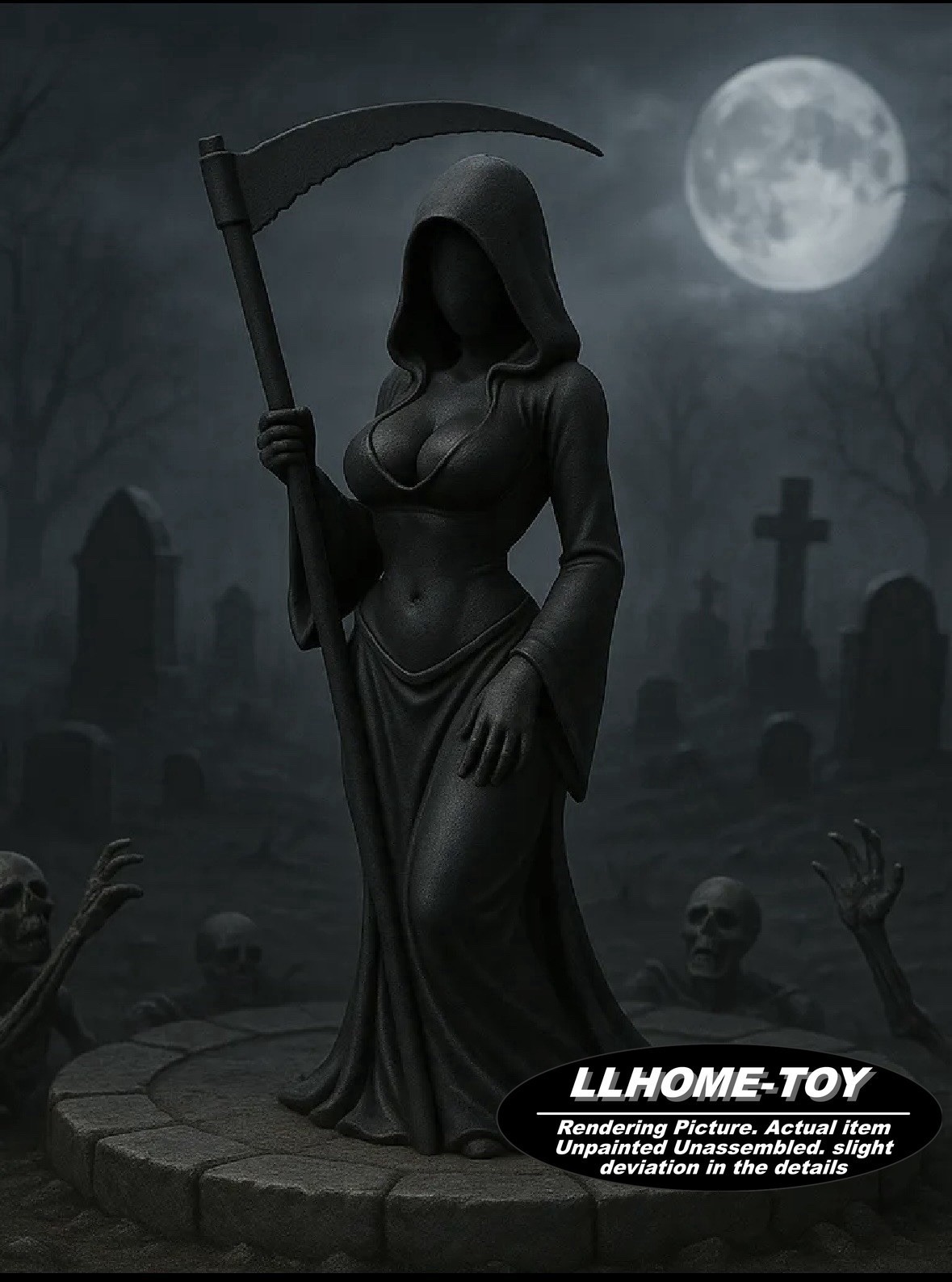 16CM tall Lady Reaper Resin 3D Print Model Unpained Unassembled GK Figure
