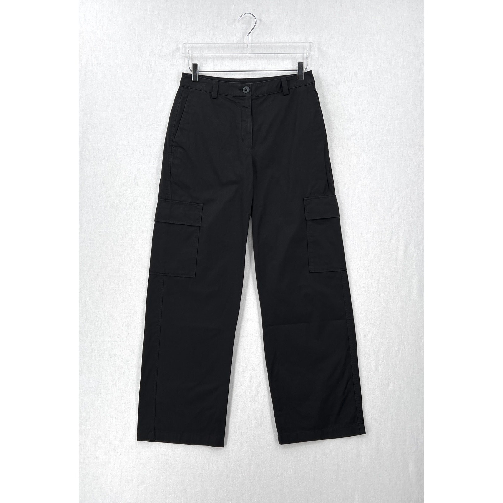 ARITZIA BABATON Twain Cargo Pants Womens 6 Black Mid Rise Cotton Straight Leg