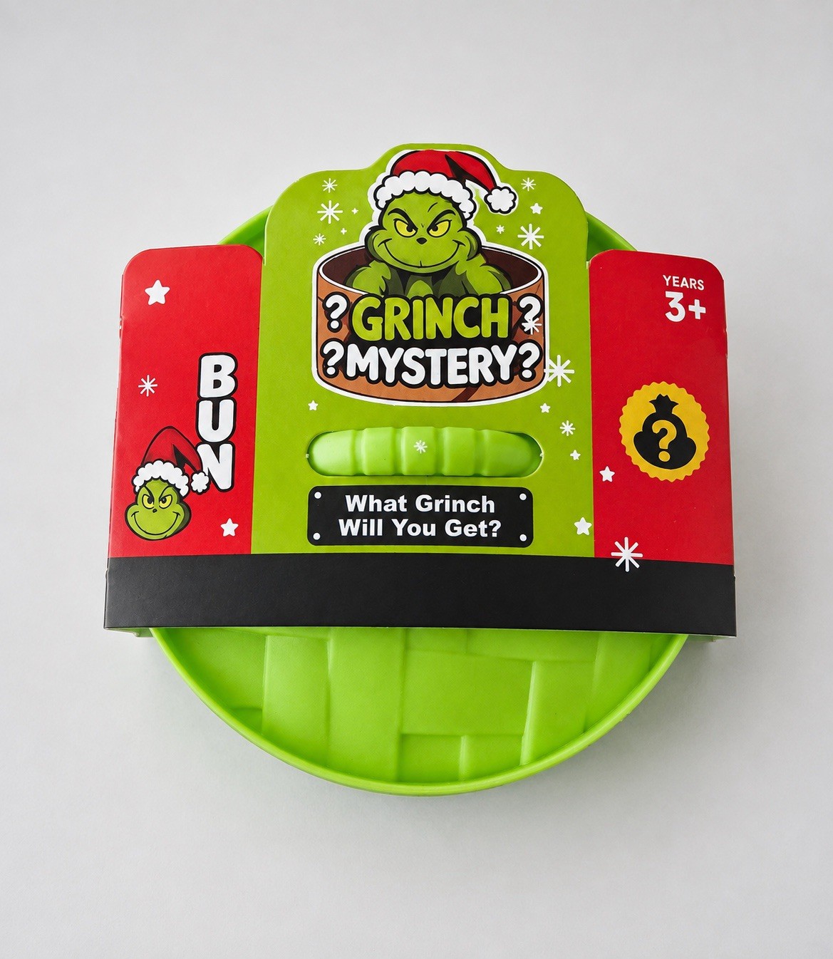 Grinch Mystery Glitter Dumpling Squishy Toy with Green Case – 1 Random Style