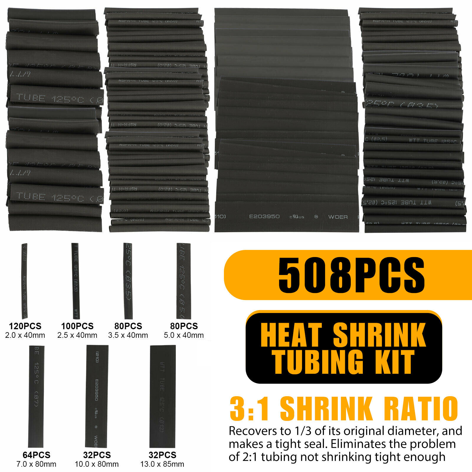 508pcs Heat Shrink Tubing Wire Wrap Assortment Set Waterproof Electrical Cable
