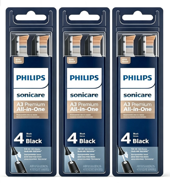 12-Pack Genuine Philip A3 Premium All-in-One Sonic Toothbrush Replacement Black 12-Pack Genuine Philip A3 Premium All-in-One Sonic Toothbrush Replacement Black