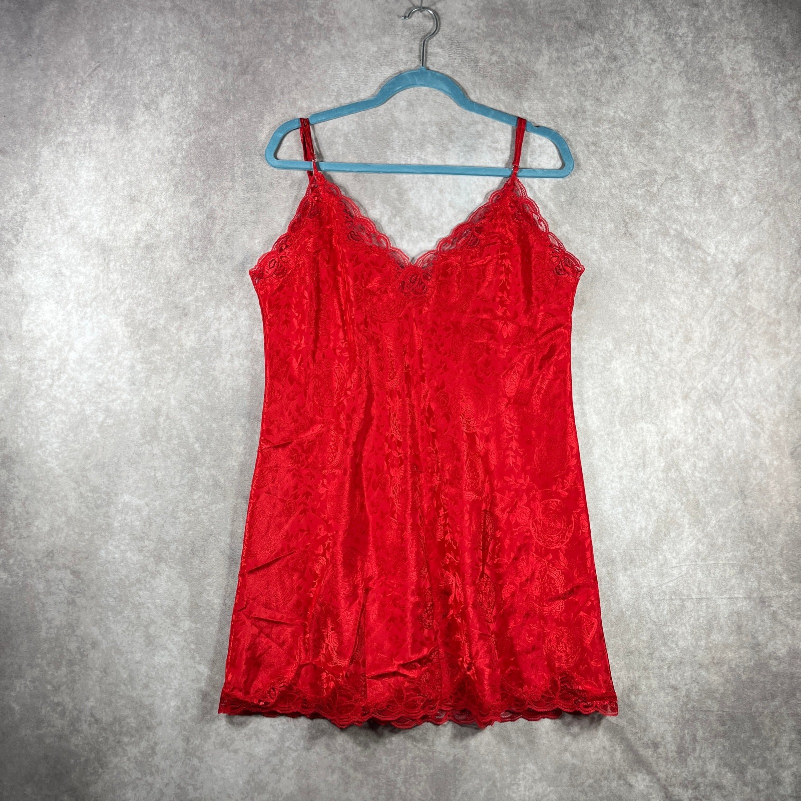 Vintage Victoria\'s Secret Gold Label Slip Dress Chemise Lingerie Women L Red NEW