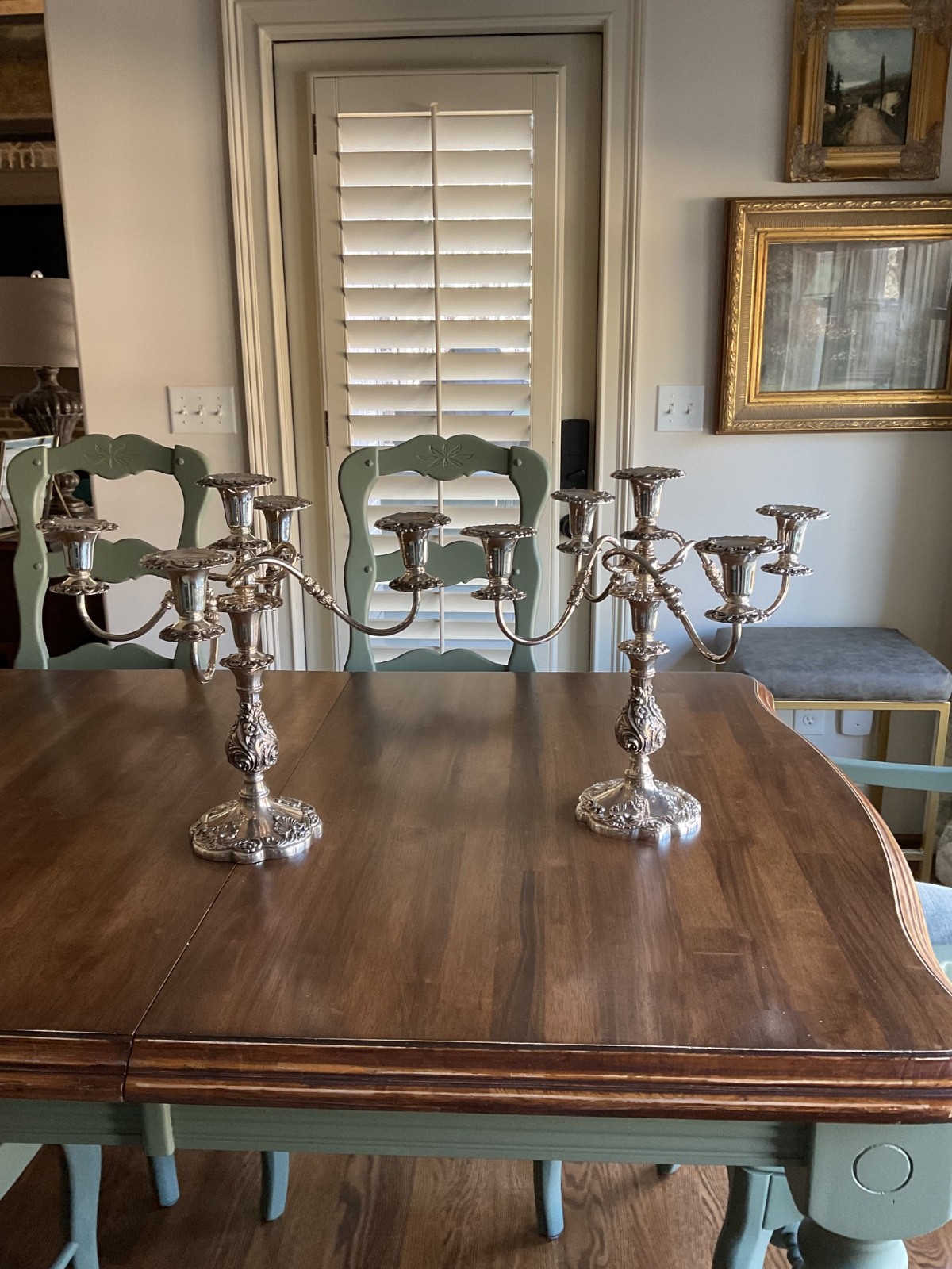 Pair of antique Sheffield Silver Co. Silver Plate 5 Light Candelabra. Stunning. Pair of antique Sheffield Silver Co. Silver Plate 5 Light Candelabra. Stunning.