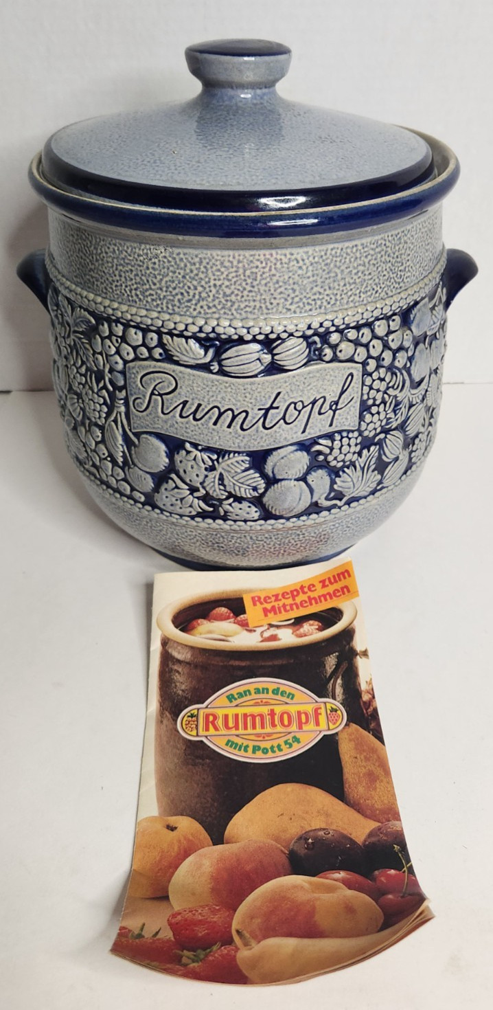 VTG Marzi & Remy Rumtopf Large Blue Beige Fermenting Crock with Lid/ Inner Lid VTG Marzi & Remy Rumtopf Large Blue Beige Fermenting Crock with Lid/ Inner Lid