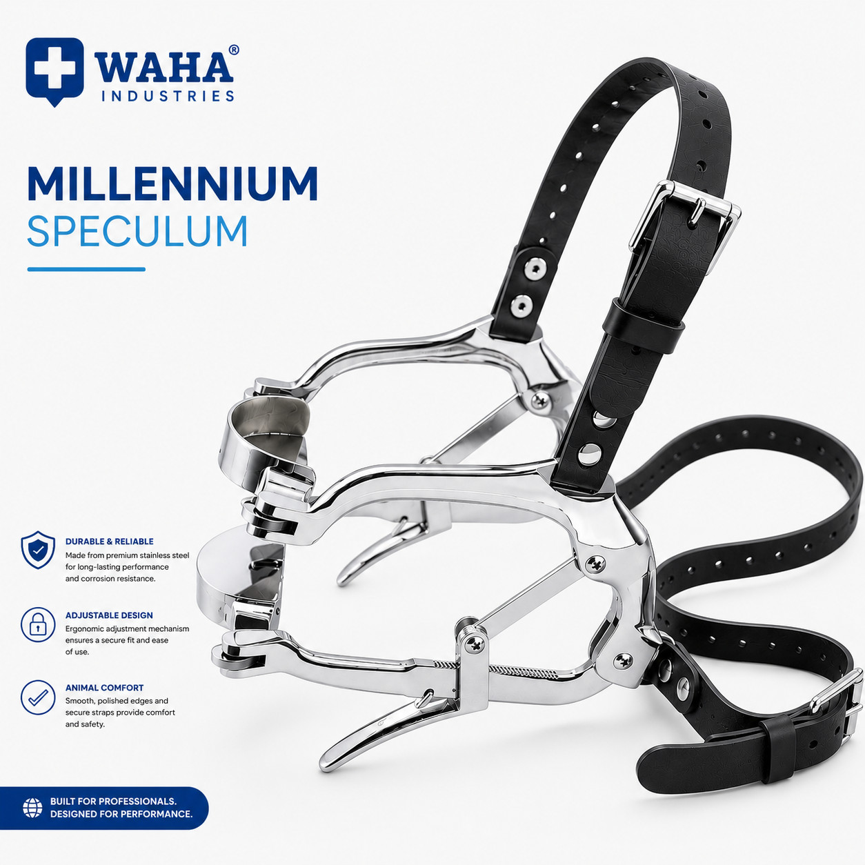 Equine Dental Millennium Speculum Horse Mouth Gag Stainless Steel biothene strap