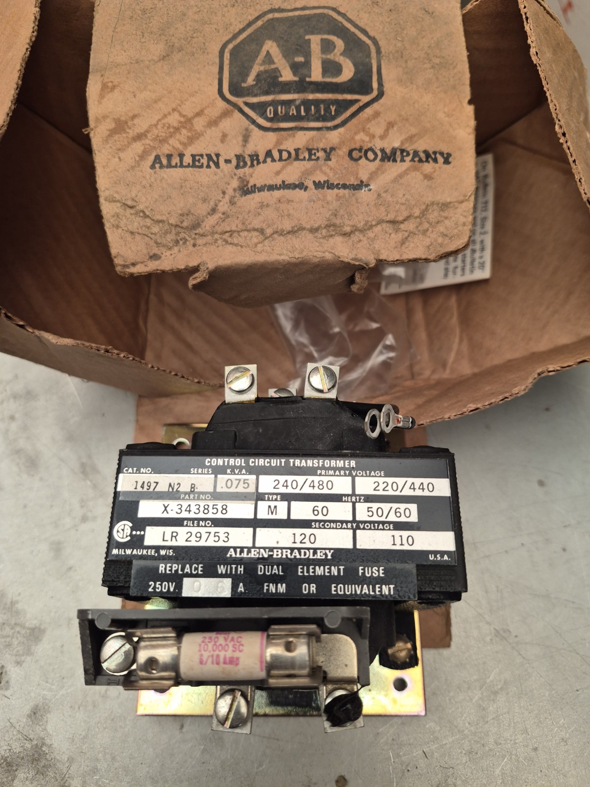 NEW ALLEN BRADLEY 1497-N2 SERIES B TRANSFORMER NEW ALLEN BRADLEY 1497-N2 SERIES B TRANSFORMER