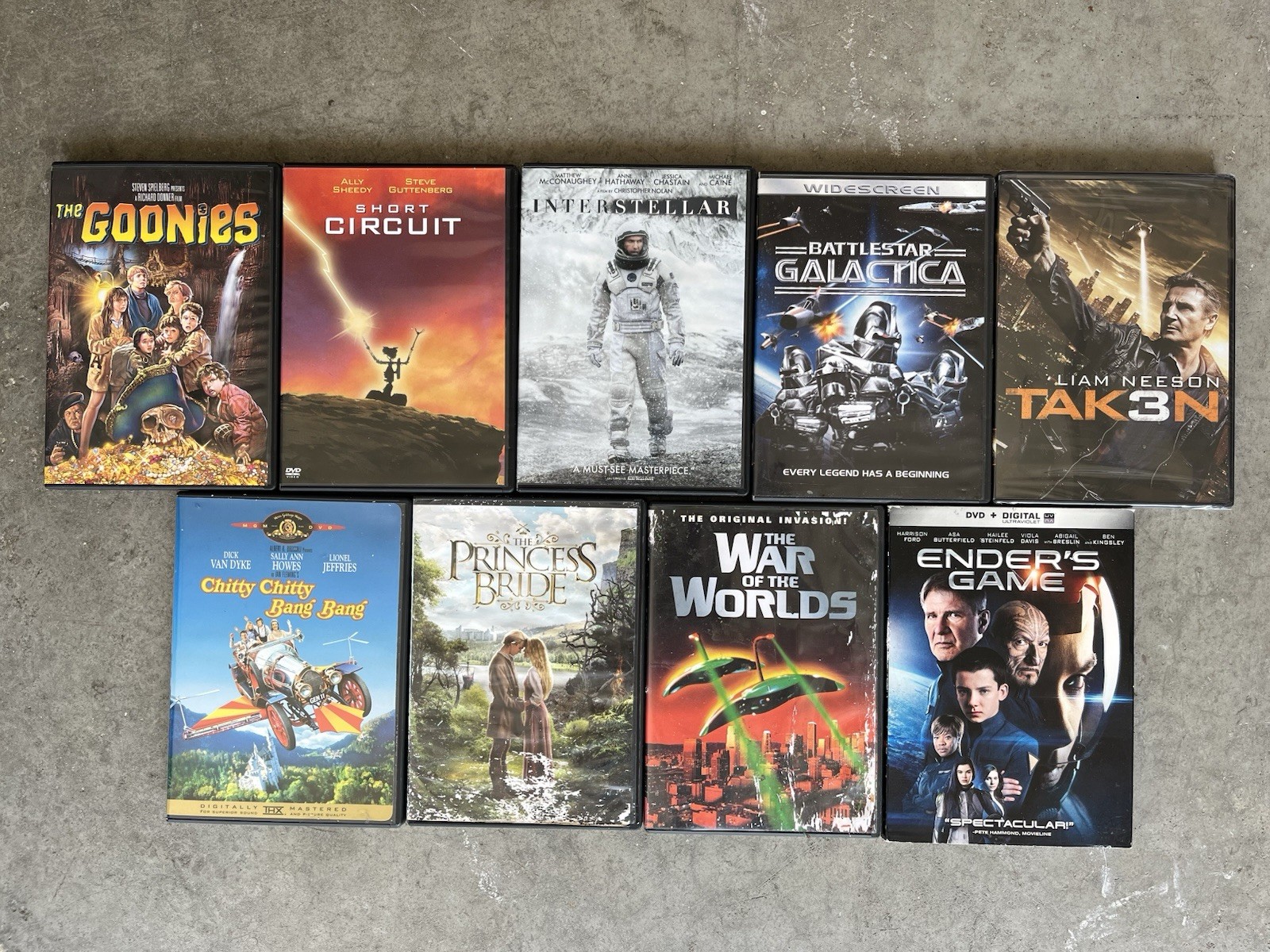 DVD Movie Lot Goonies Interstellar Princess Bride Taken Ender\'s Game Sci-Fi 9
