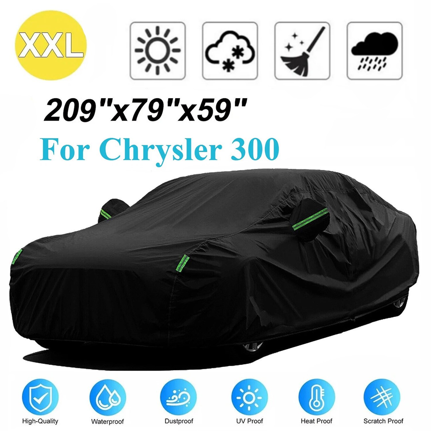 XXL Full Car Cover Waterproof All Weather Outdoor Protection For Chrysler 300 XXL Full Car Cover Waterproof All Weather Outdoor Protection For Chrysler 300