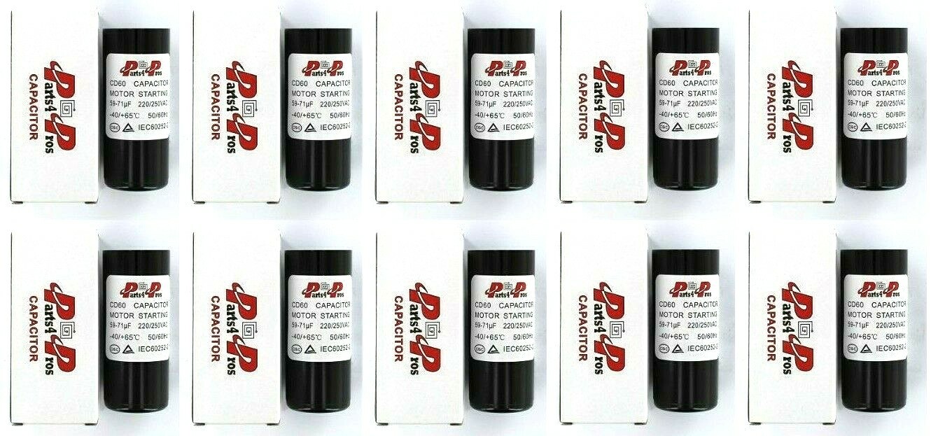 59-71 uF MFD 220-250 VAC 220/250V (10x) High Quality Start Capacitors Round 