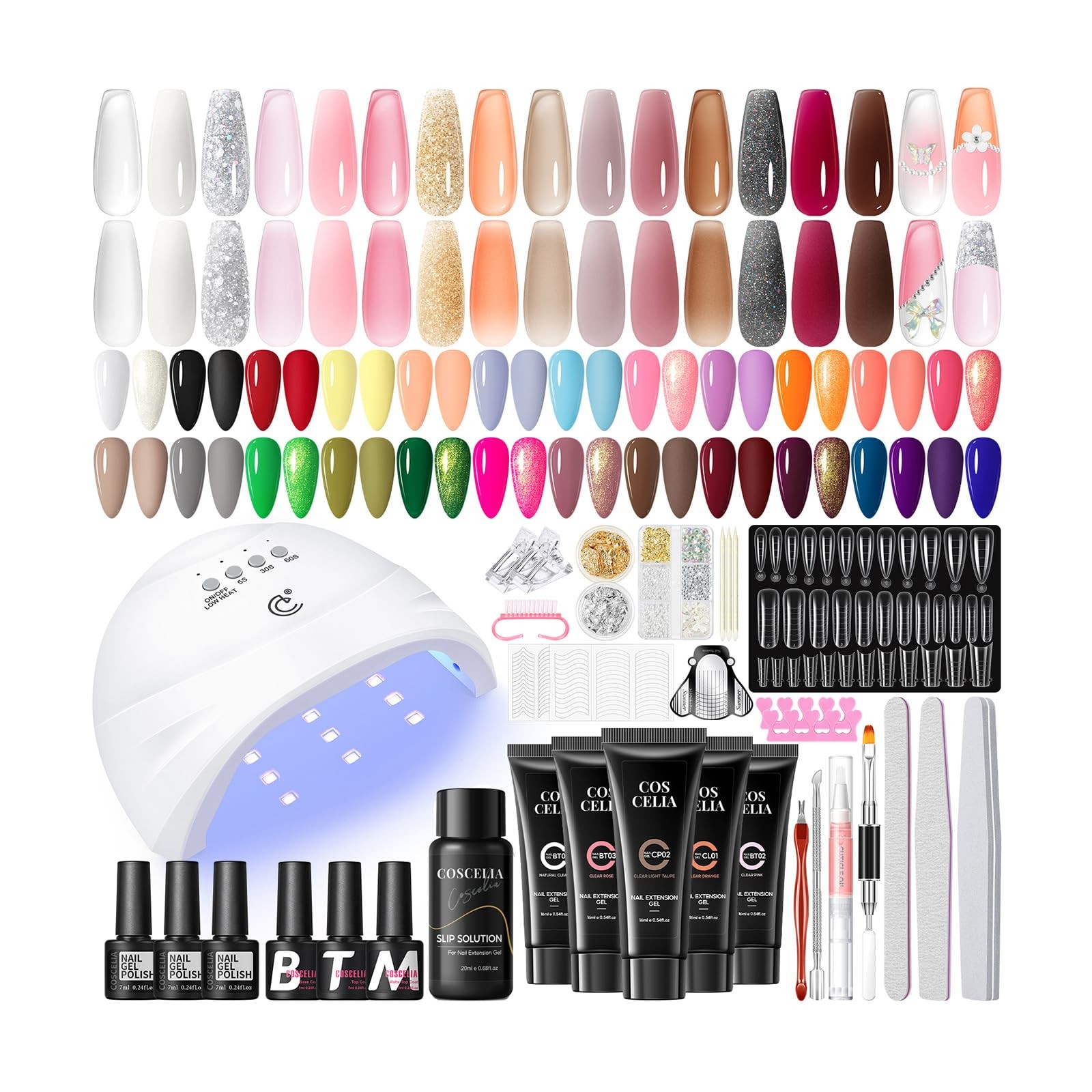 67PC Gel Nail Polish Kit with UV Light 25 Gel Colors 15 Poly Extension Gel Tools