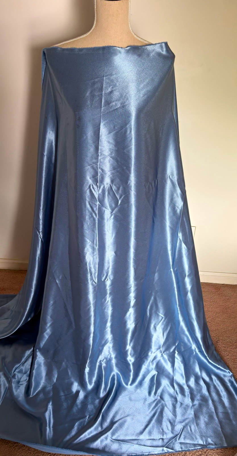 100% Silk Charmeuse Fabric Cornflower Blue Washable 58/60” Wide By Yard