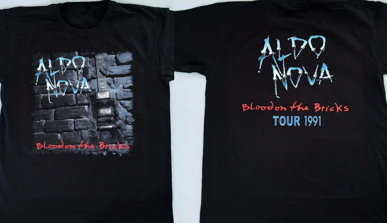 VTG Aldo Nova - Blood on the Bricks Tour '91 Cotton Black T Shirt S-5XL AG680
