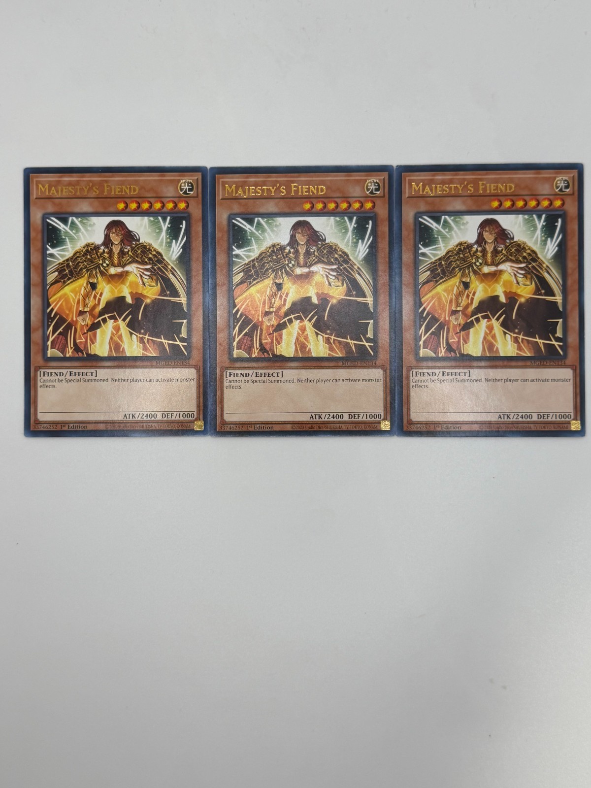 YUGIOH: 3x Majesty\'s Fiend Rare NM MGED-EN134 YUGIOH: 3x Majesty\'s Fiend Rare NM MGED-EN134