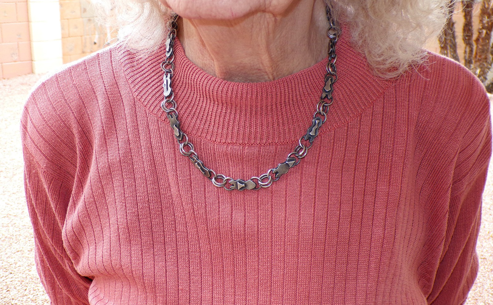 Unique SIGNED SKW Sterling Silver Horse Head / Face Necklace 18 inches  52 Grams