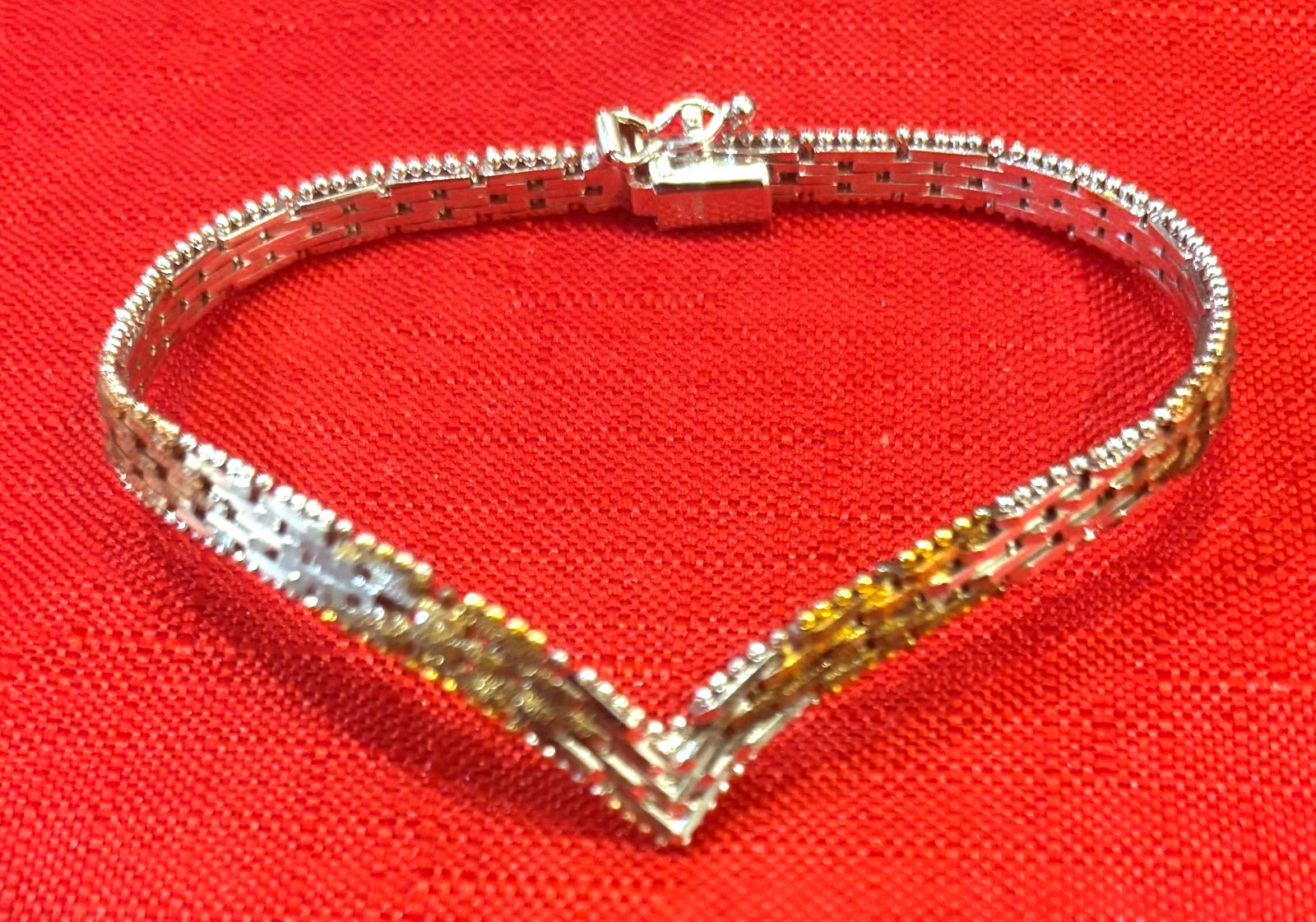 Vintage Vior Italy Sterling Silver and Gold tone V Shape Bracelet Vintage Vior Italy Sterling Silver and Gold tone V Shape Bracelet