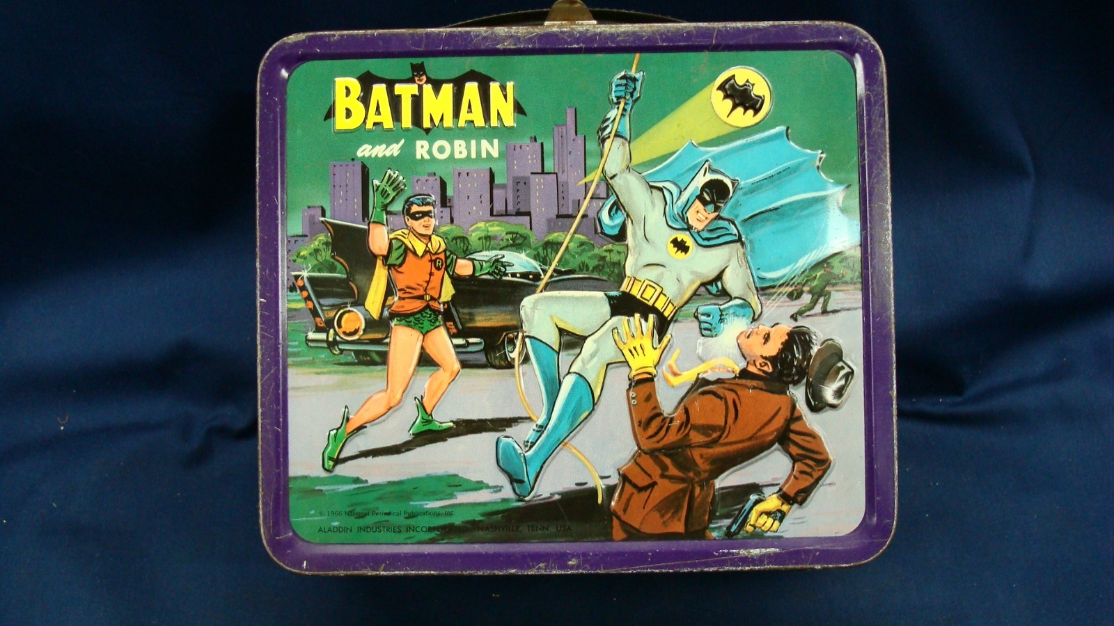 Vintage 1966 Batman And Robin Metal Lunch Box Aladdin Vintage 1966 Batman And Robin Metal Lunch Box Aladdin