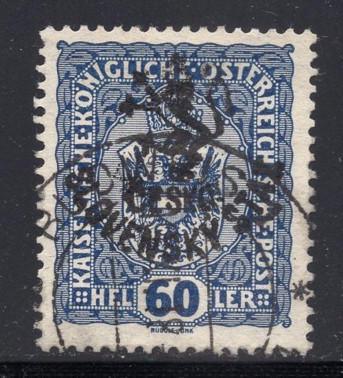 Czechoslovakia 1918 Budejovice Horner local ovp on Austrian empire used Czechoslovakia 1918 Budejovice Horner local ovp on Austrian empire used
