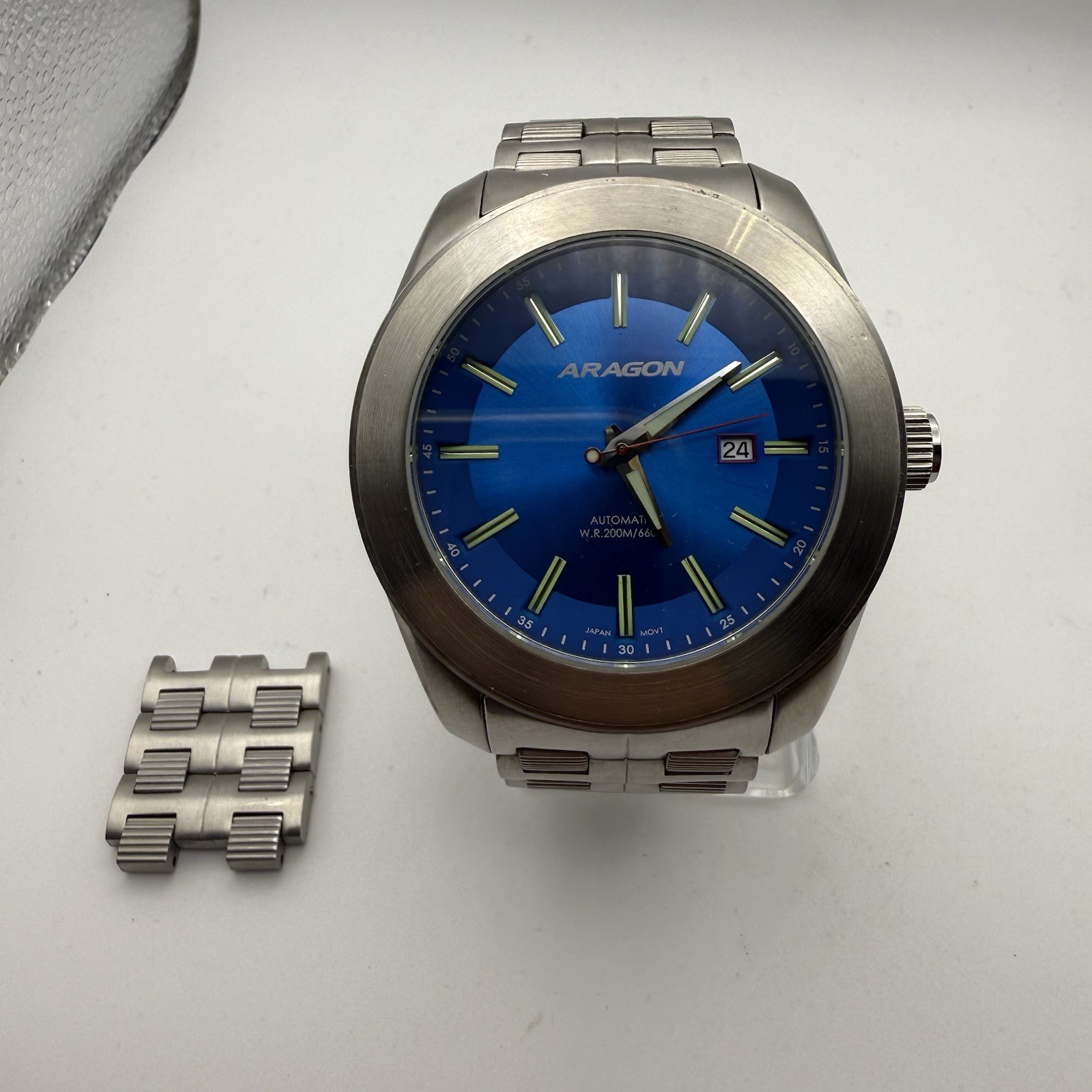 Aragon Predator A142 Automatic Watch Blue Dial NH35 200M Sold Out k Extra Links