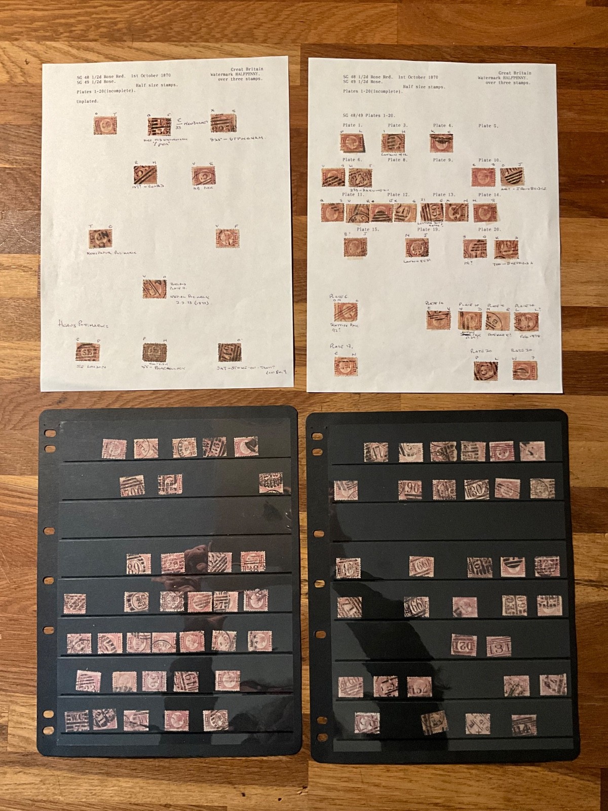 QV GB 1/2d Bantams Stamps Collection of 105 used, hinged & off paper #SQV10
