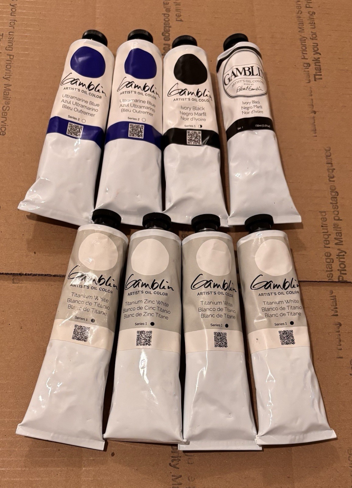 NEW LOT of 8 GAMBLIN 1980 OIL COLORS PAINT 150 ML. TUBES Ship Asap NEW LOT of 8 GAMBLIN 1980 OIL COLORS PAINT 150 ML. TUBES Ship Asap