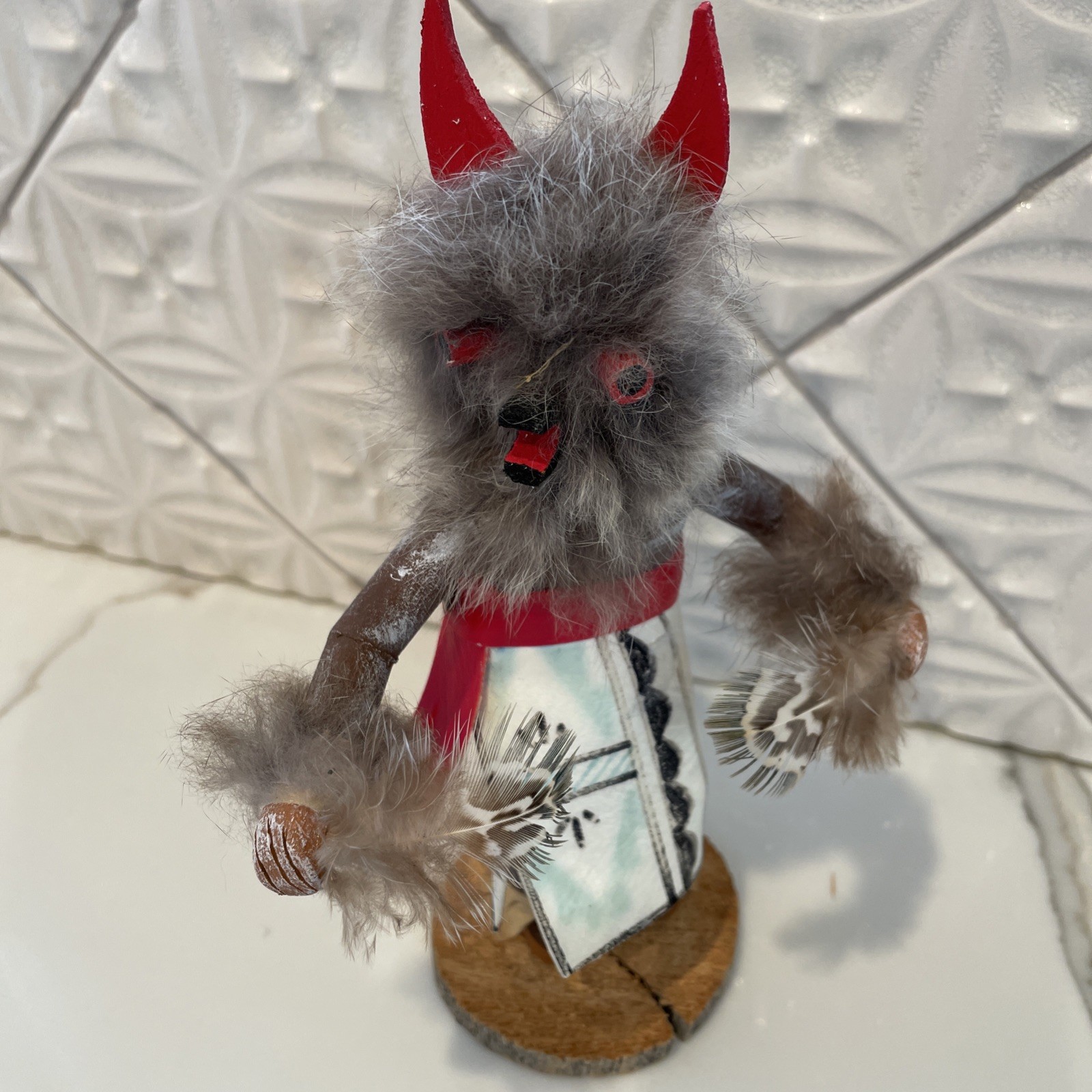 Vintage Hopi handcrafted Wolf Dancer Kachina doll, 8.5” signed by R. Yazzie Vintage Hopi handcrafted Wolf Dancer Kachina doll, 8.5” signed by R. Yazzie
